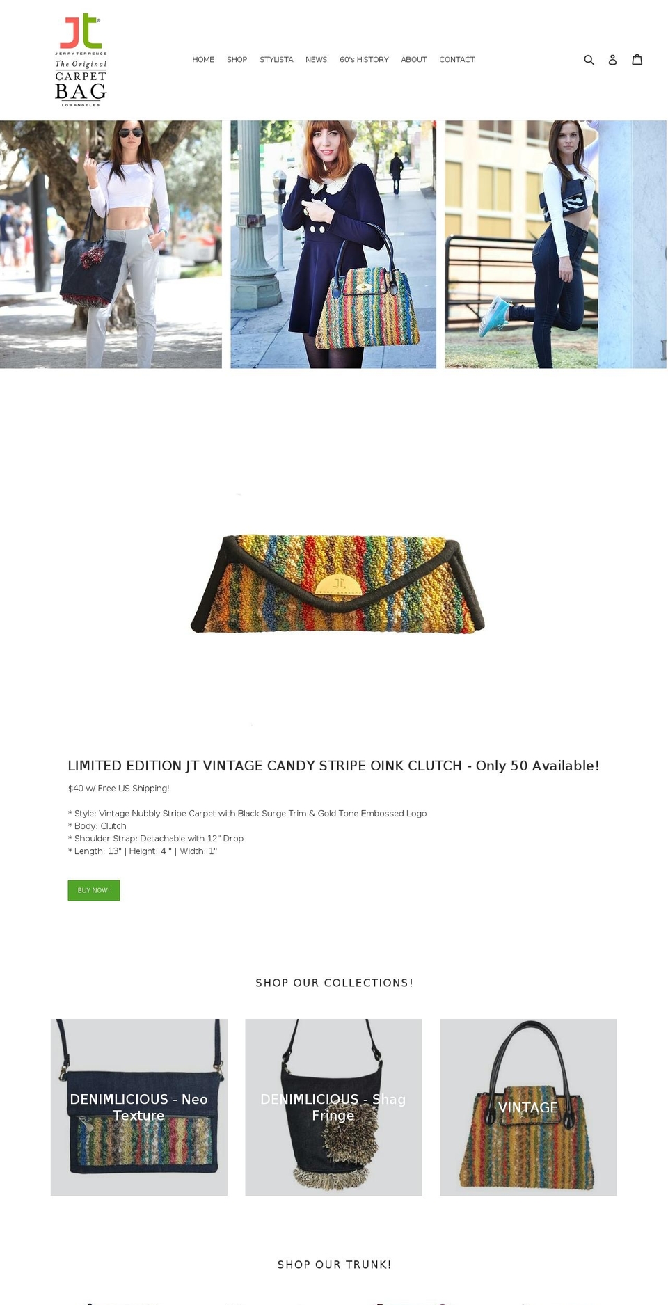 jtcarpetbags.com shopify website screenshot