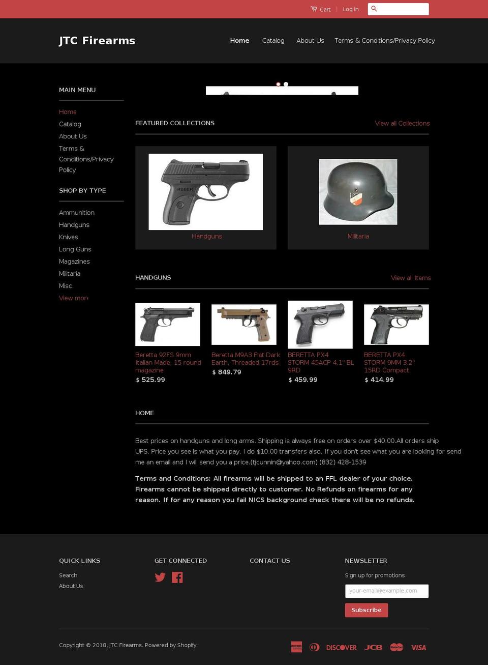 jtcfirearms.com — Shopify storefront screenshot