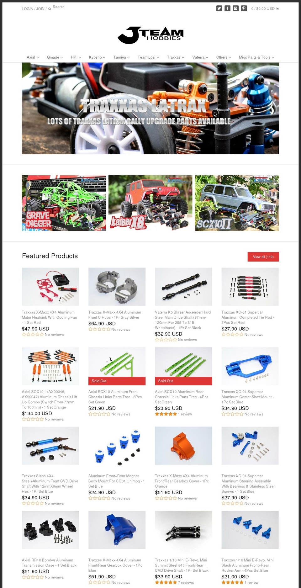 jteamhobbies.com shopify website screenshot