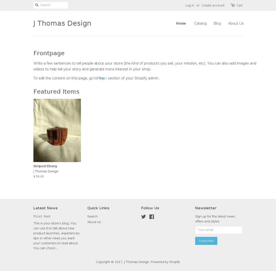 jthomasdesign.com shopify website screenshot
