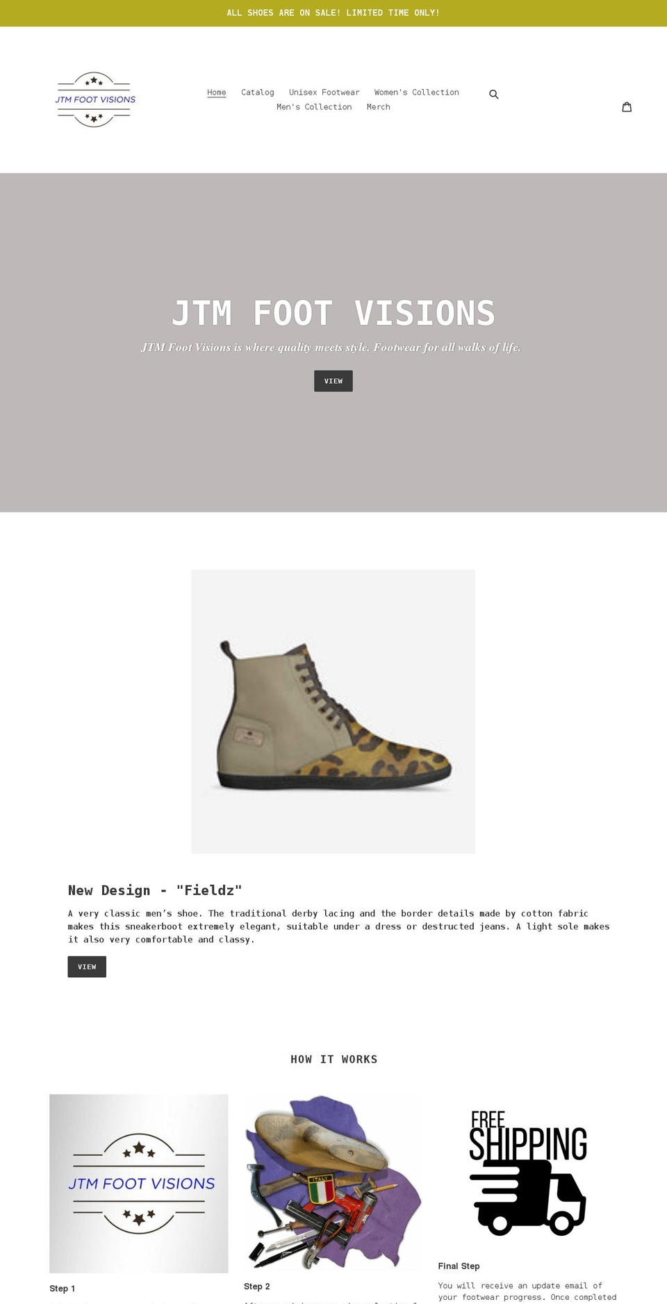 jtmfootvisions.com shopify website screenshot