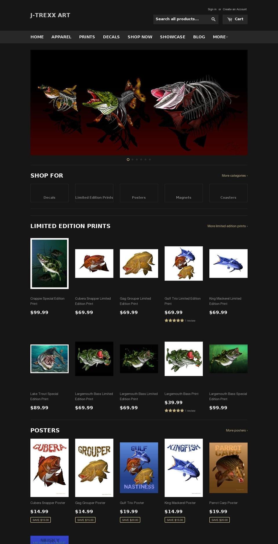 jtrexxart.com shopify website screenshot
