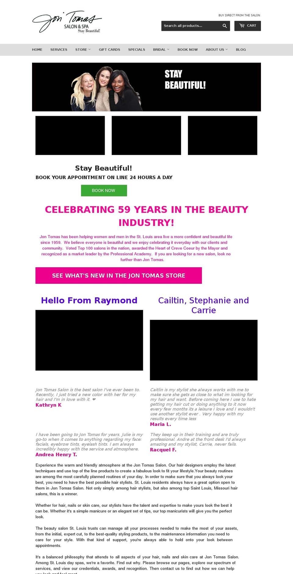 jtsalonspa.com shopify website screenshot