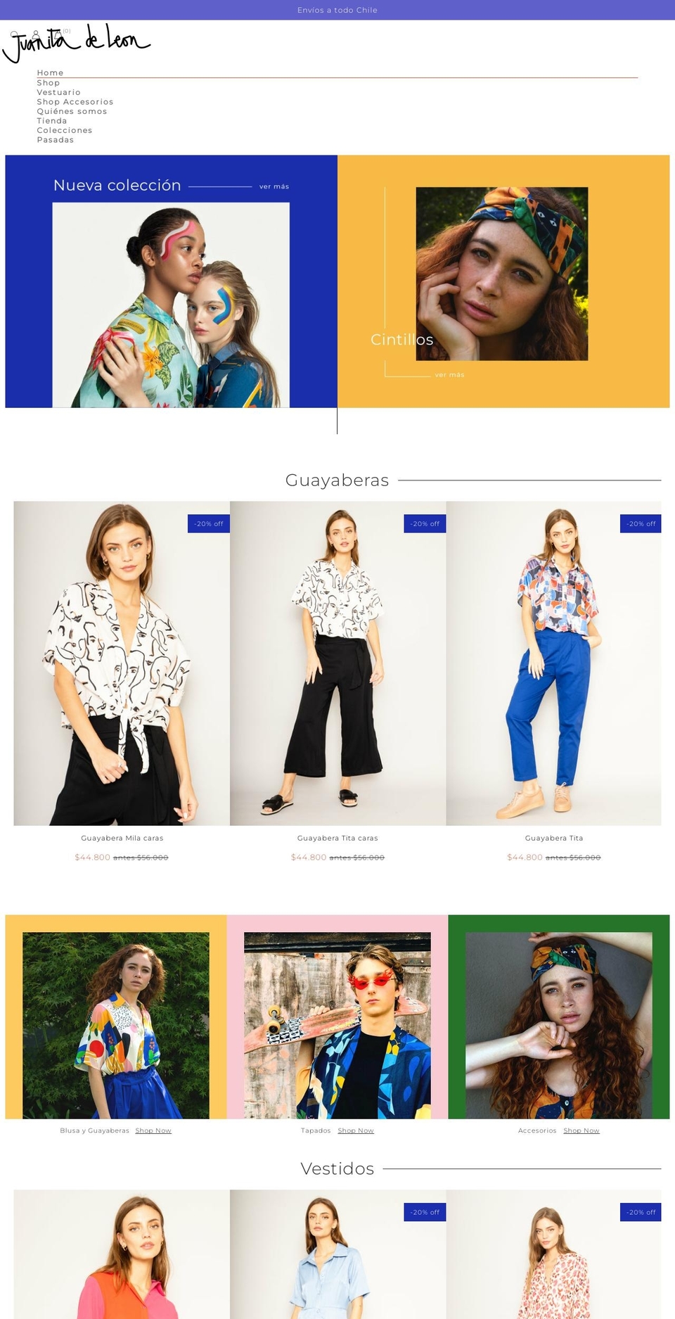 juanitadeleon.cl shopify website screenshot