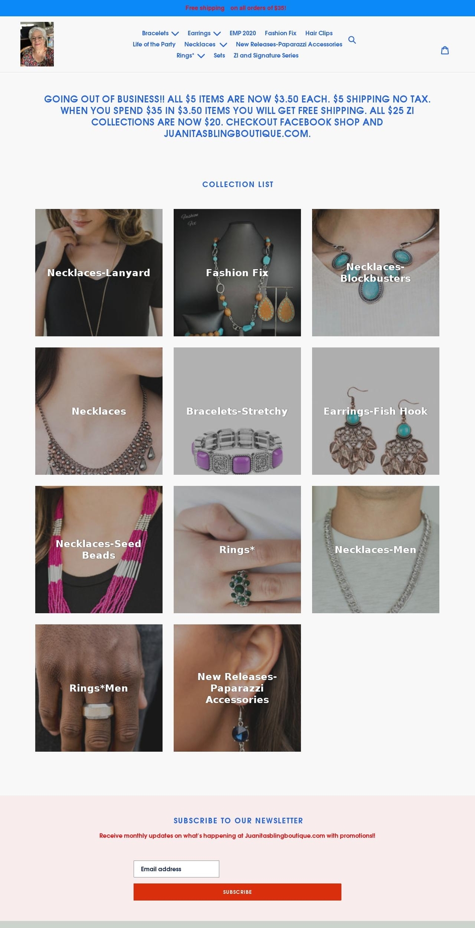 juanitasblingboutique.com shopify website screenshot