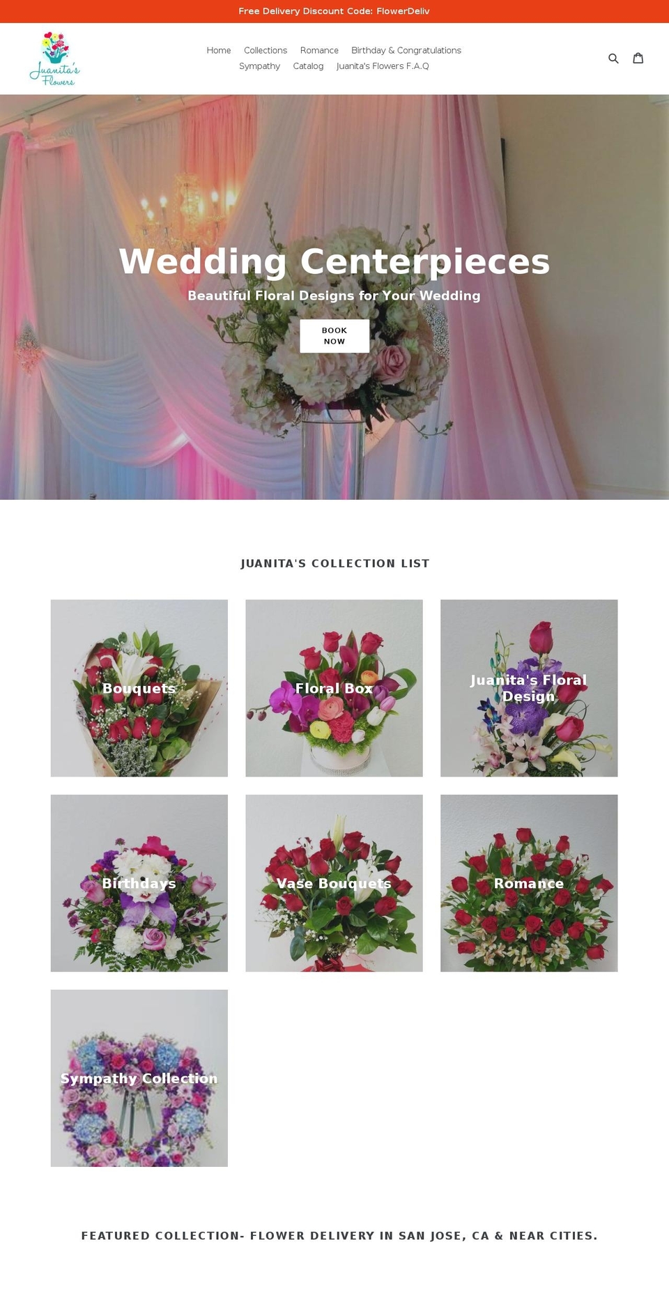 juanitasflowers-sj.com — Shopify storefront screenshot