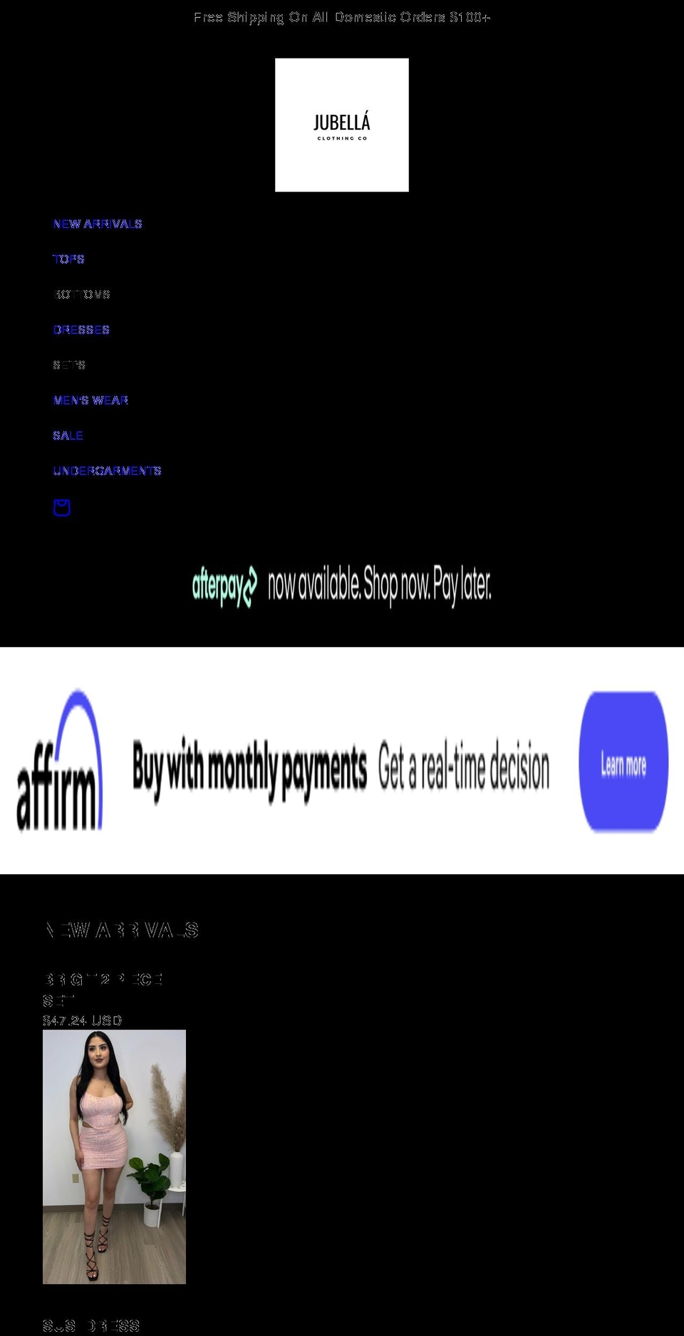 jubellaclothing.com — Shopify storefront screenshot
