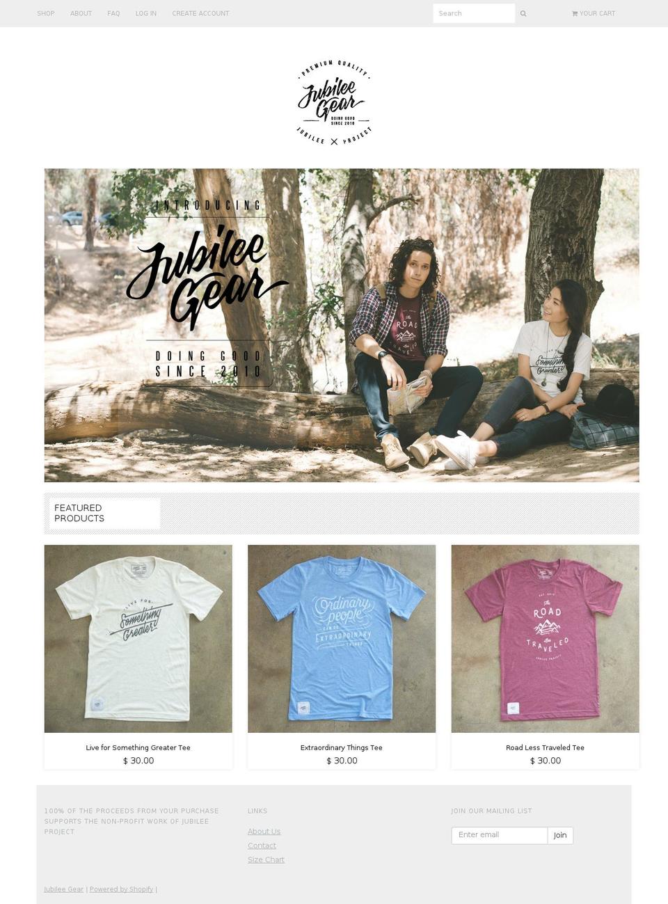jubileegear.com shopify website screenshot