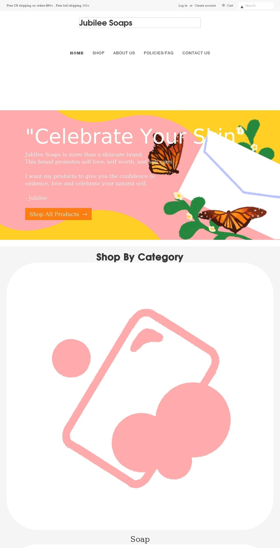 jubileesoaps.com shopify website screenshot