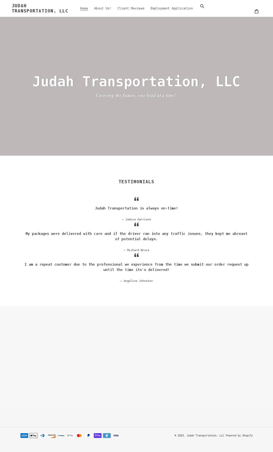 judahtransportation.com shopify website screenshot