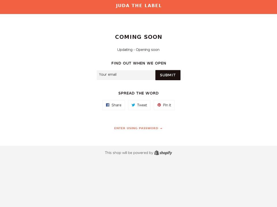 judathelabel.com — Shopify storefront screenshot