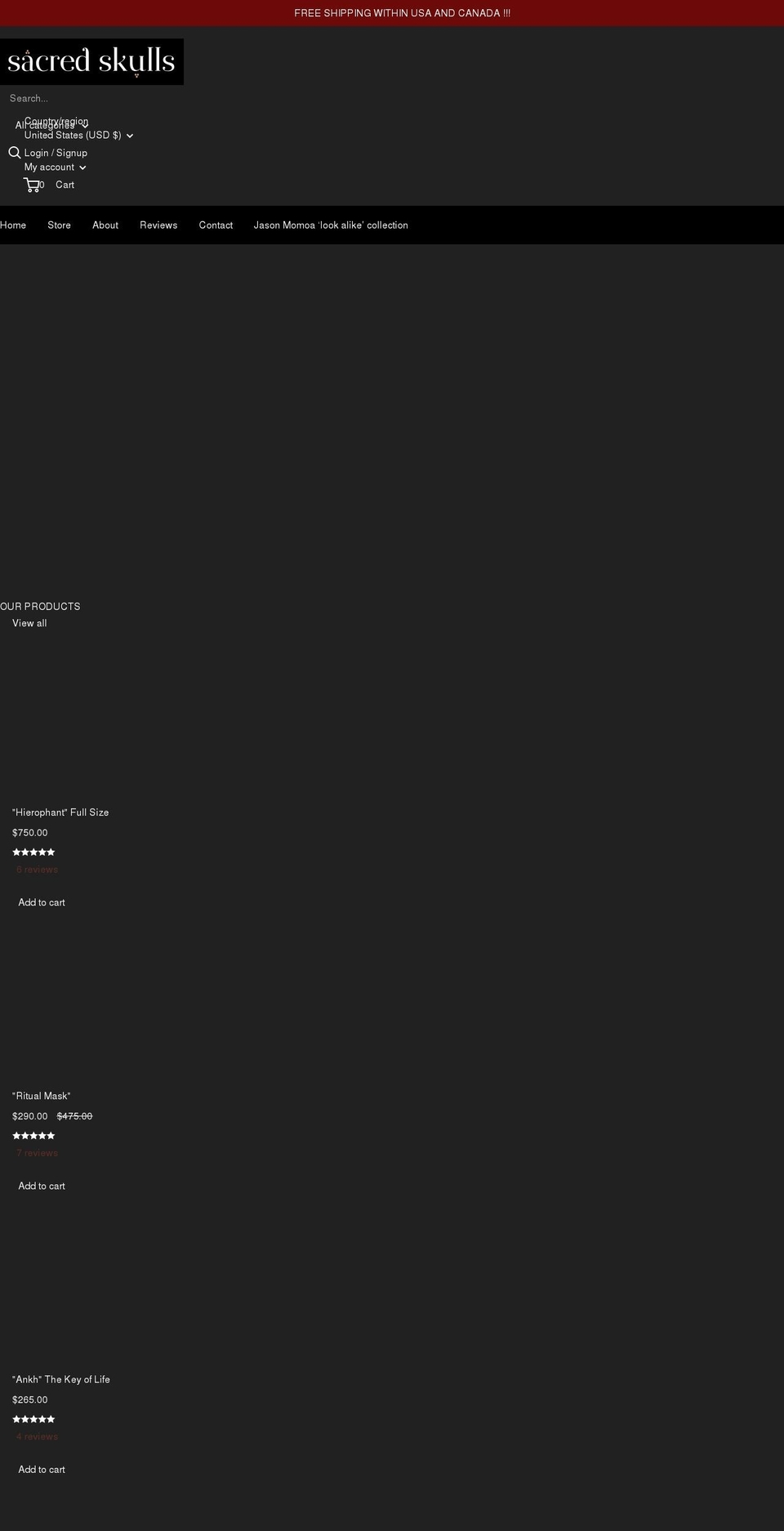judicaelsacredskulls.com shopify website screenshot