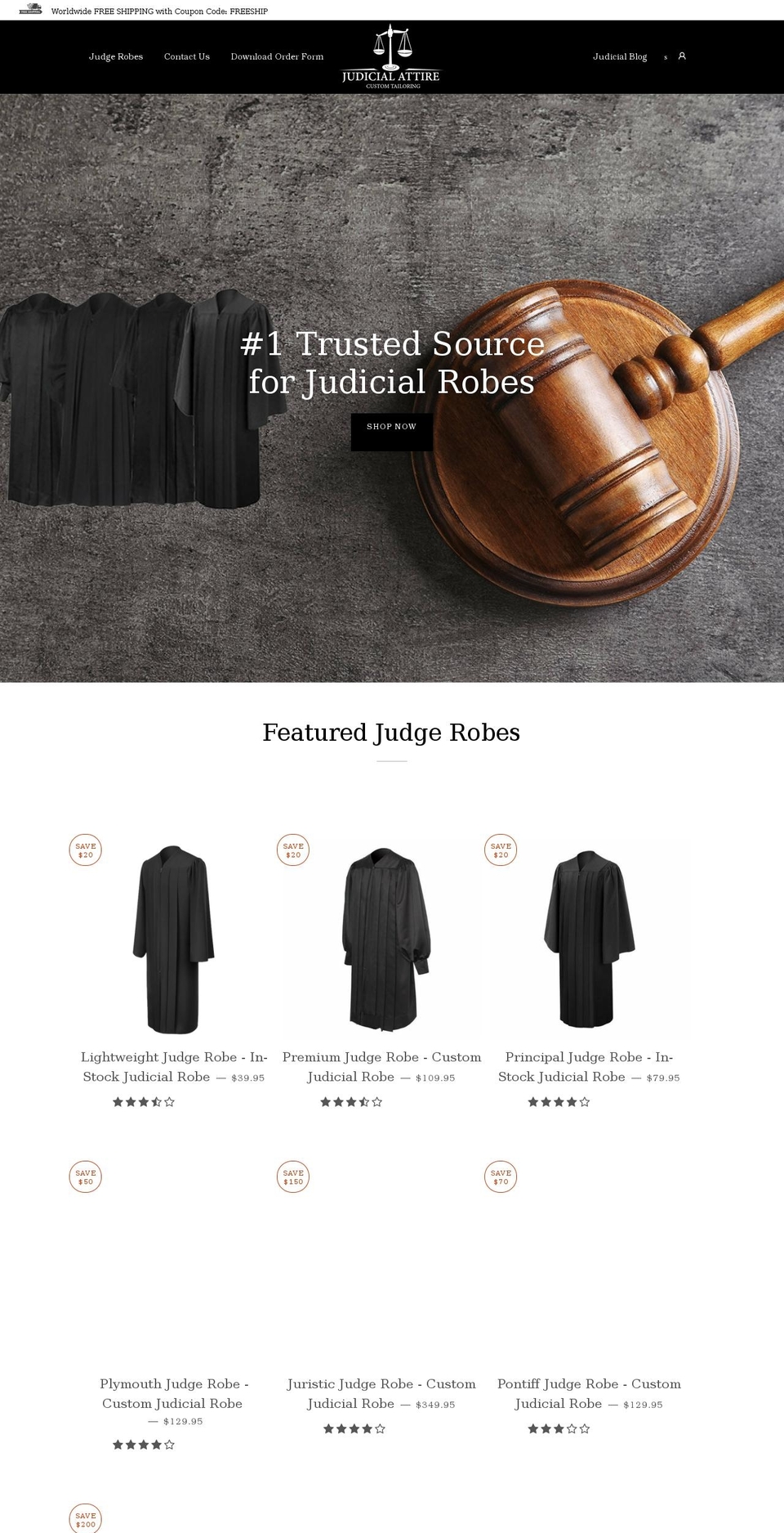 judicialattire.com shopify website screenshot