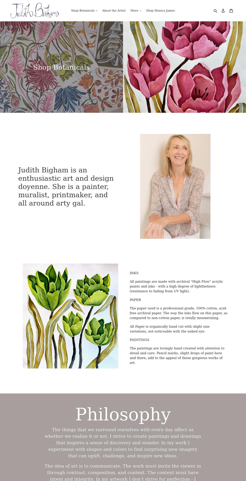 judithbigham.com shopify website screenshot