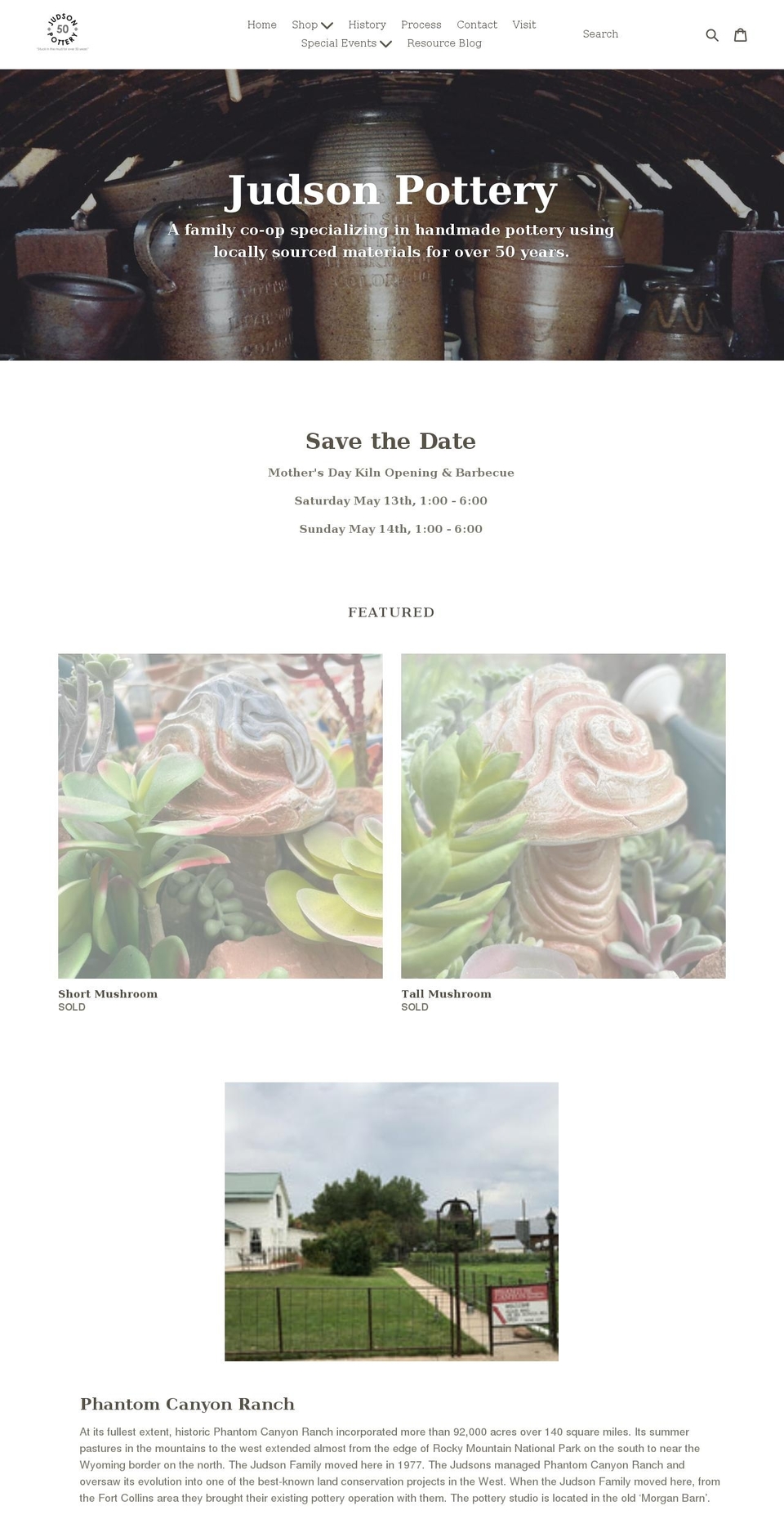 judson-pottery.com shopify website screenshot