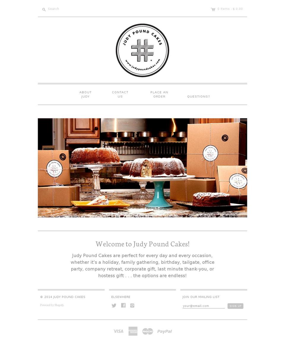judypoundcake.com shopify website screenshot