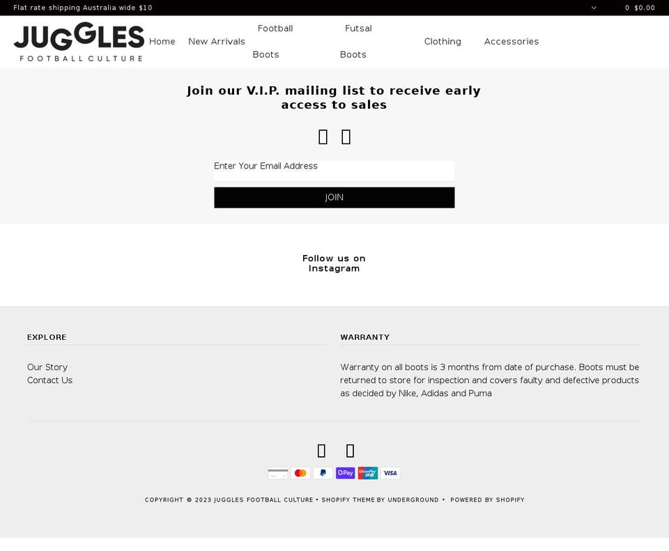 jugglesfootballculture.com.au shopify website screenshot
