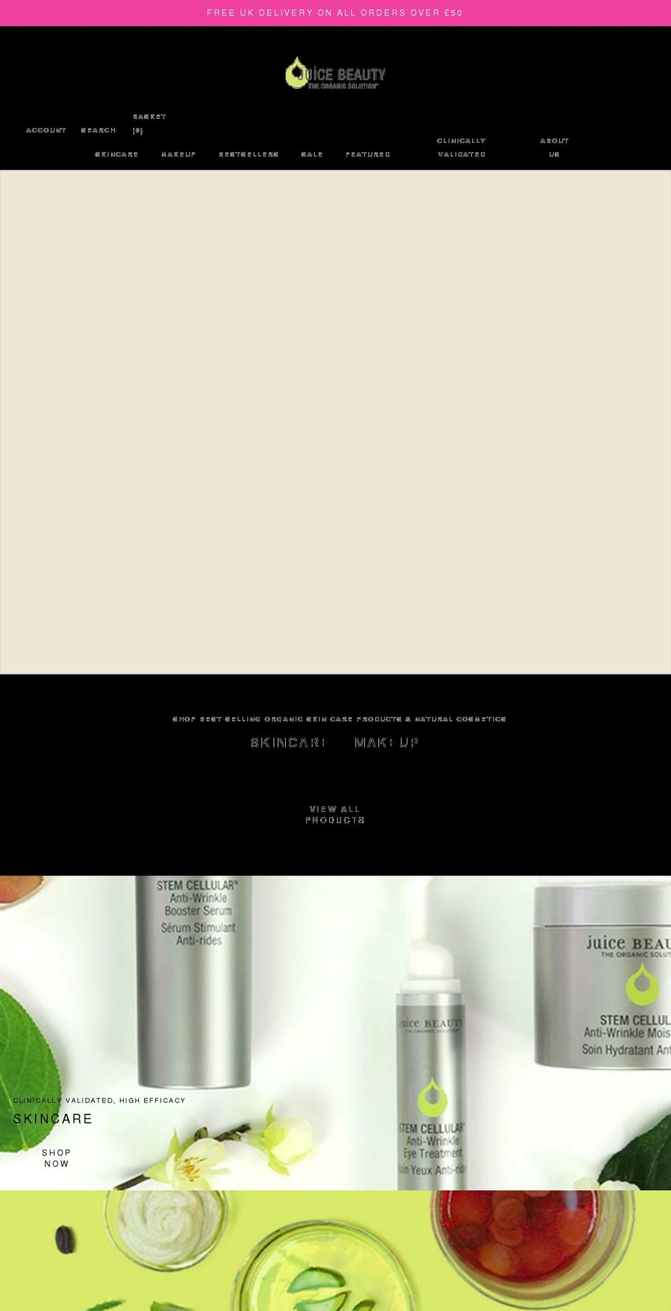 juicebeauty.co.uk shopify website screenshot
