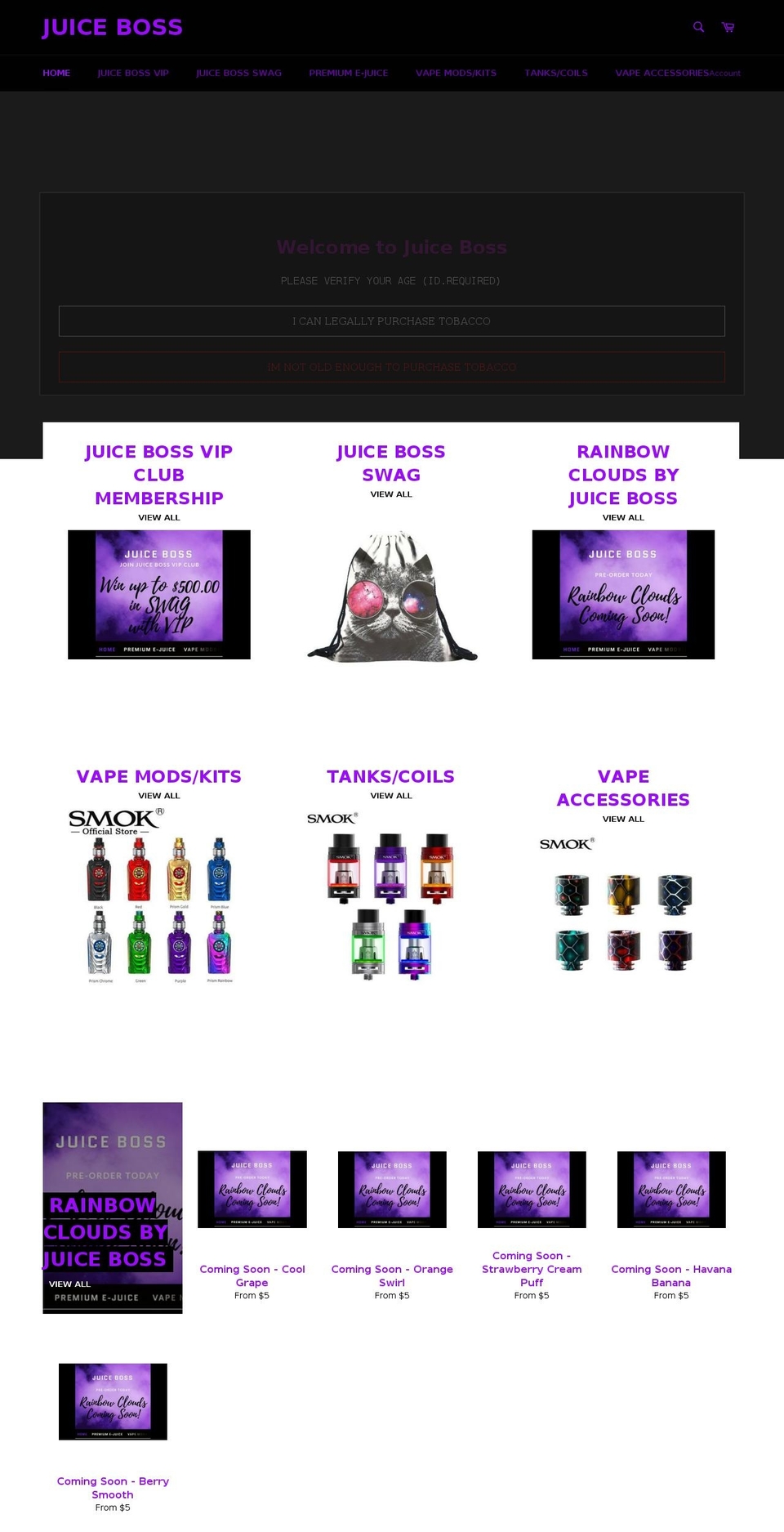 juiceboss.ca shopify website screenshot