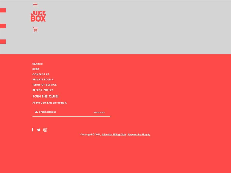 juiceboxliftingclub.com shopify website screenshot