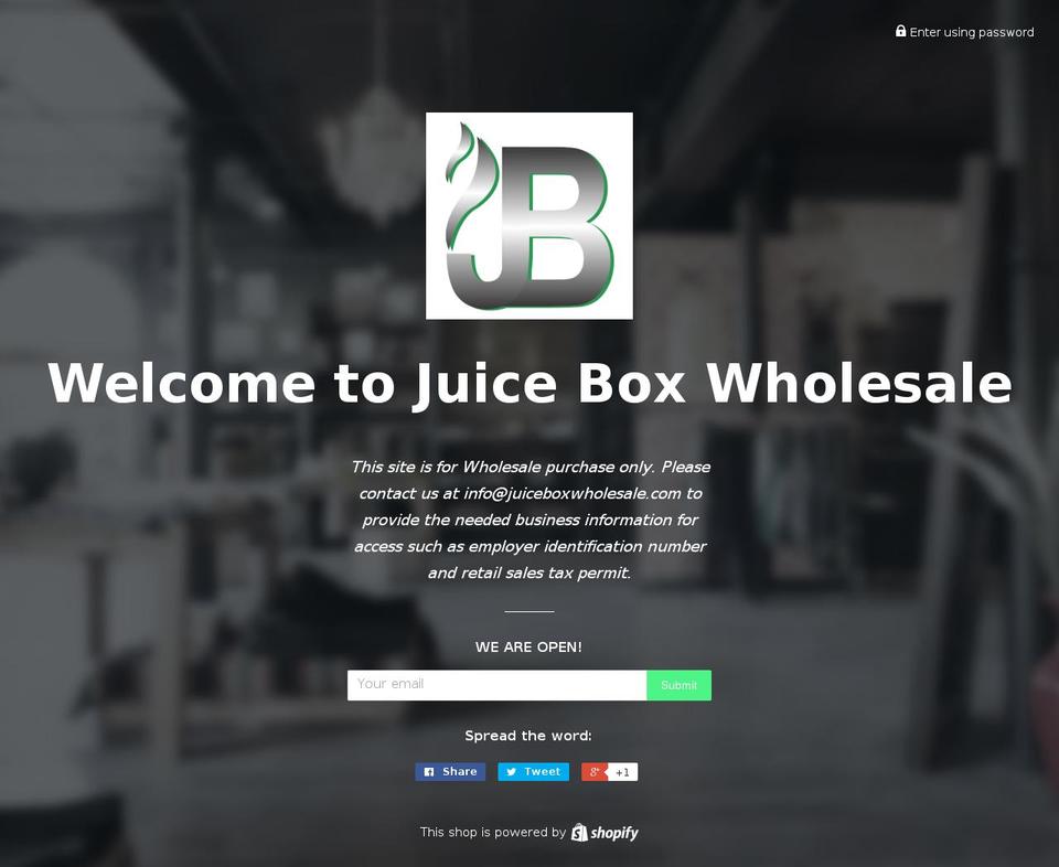 juiceboxwholesale.com shopify website screenshot