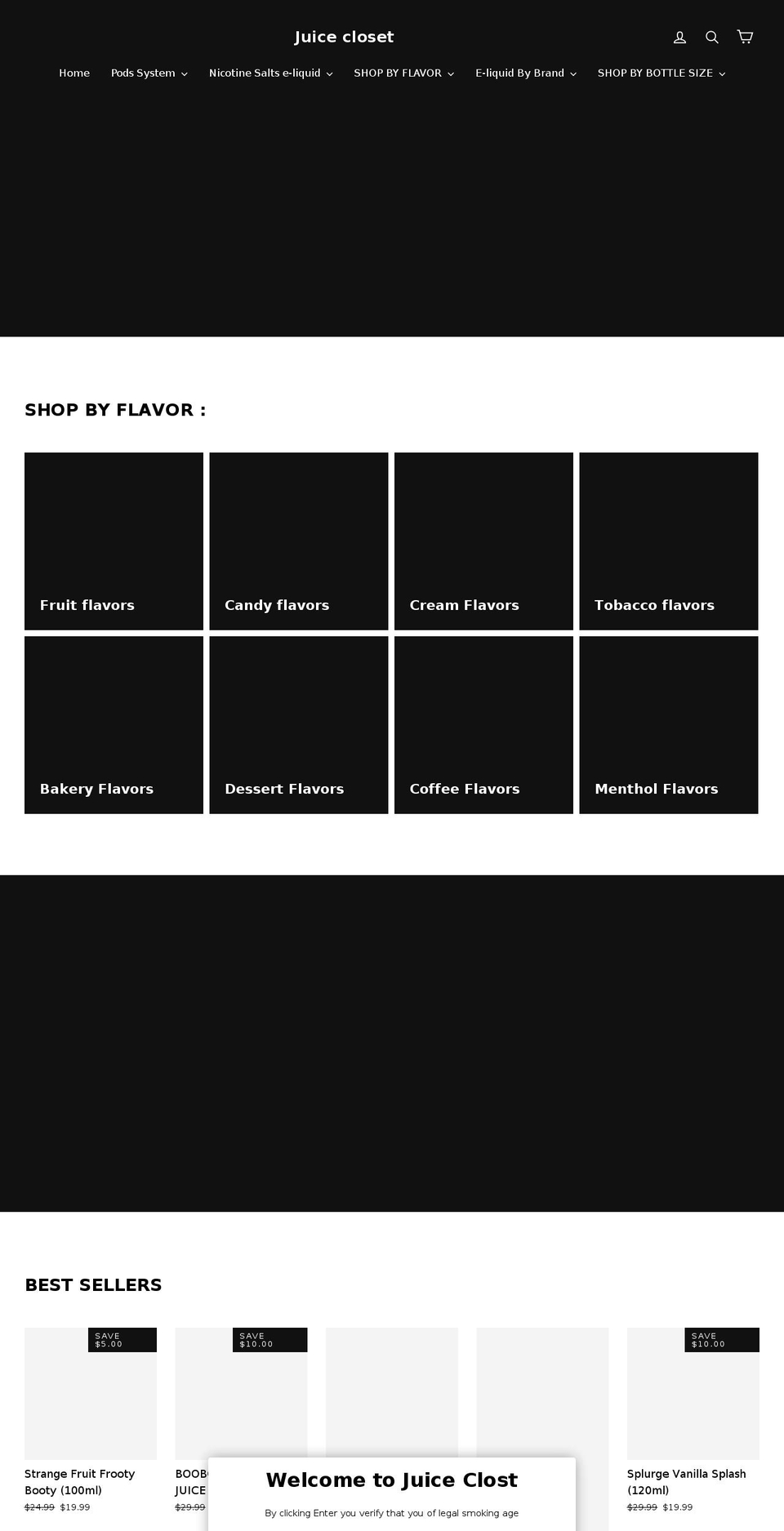 juicecloset.com — Shopify storefront screenshot