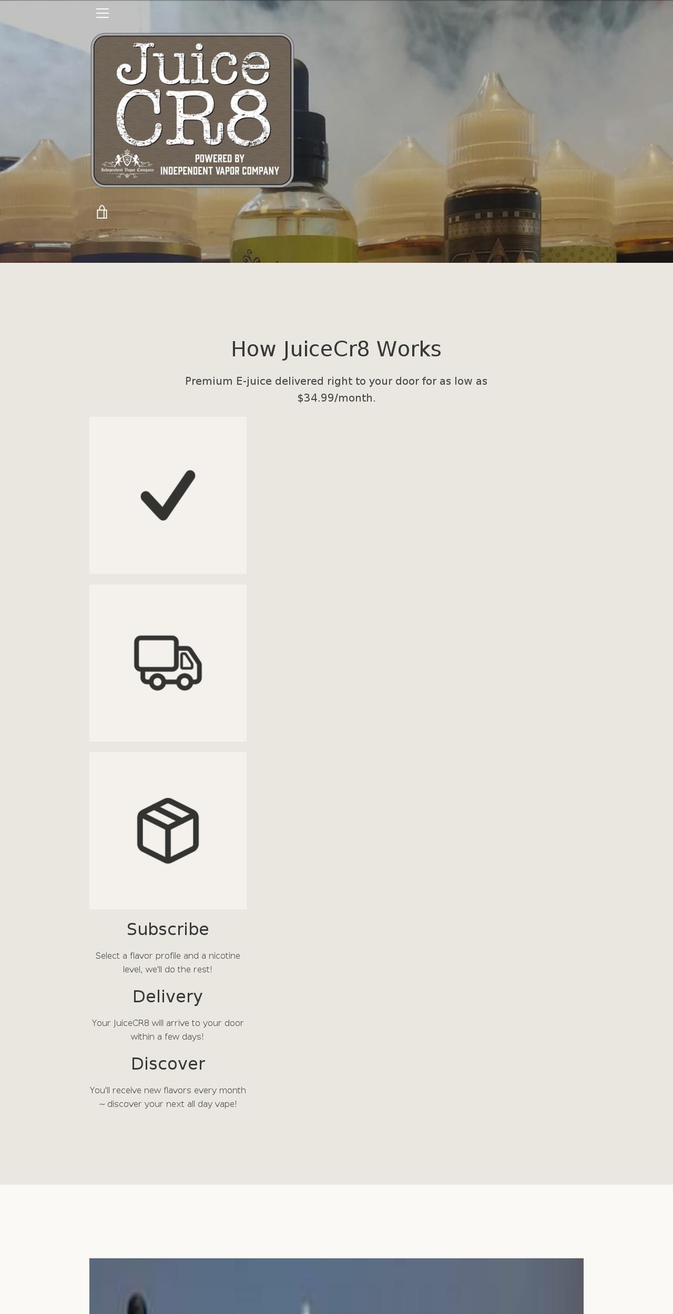 juicecr8.com — Shopify storefront screenshot