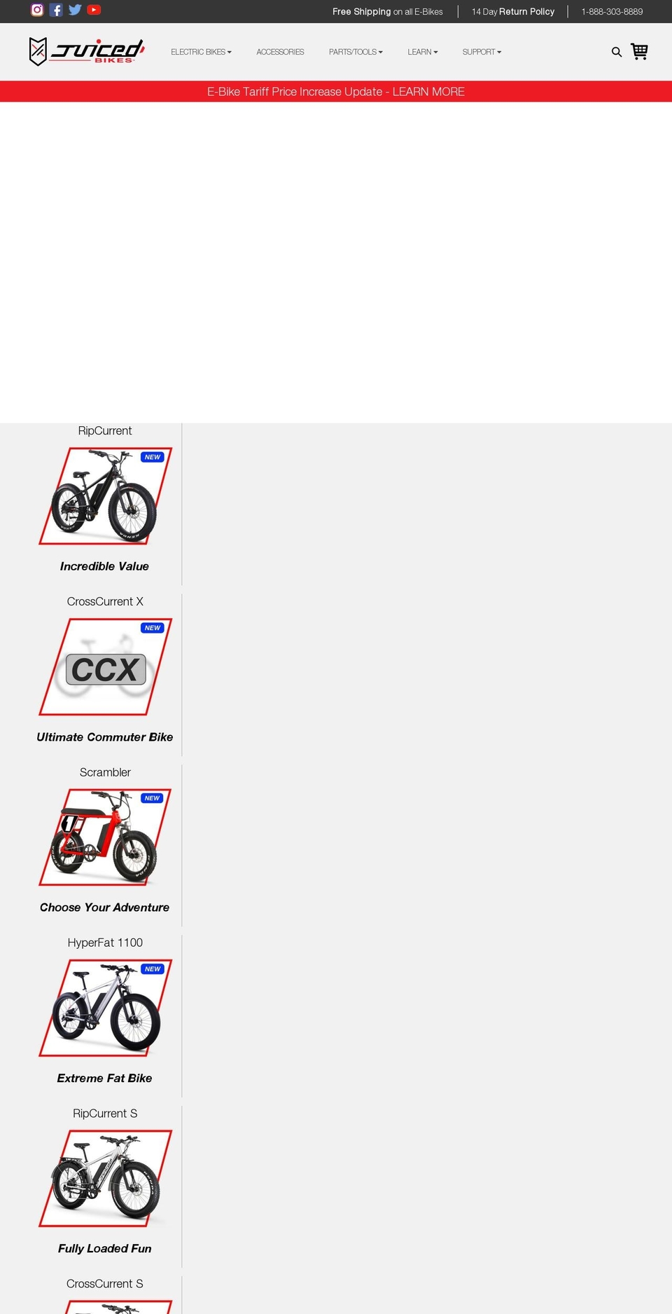 juicedbikes.com shopify website screenshot
