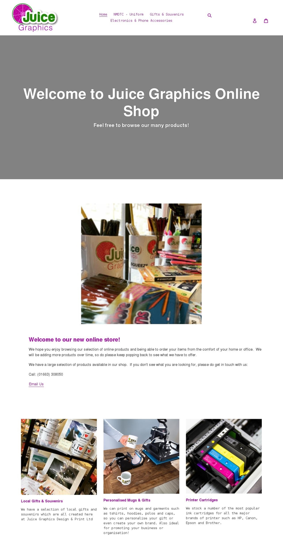 juicegraphicsshop.co.uk shopify website screenshot