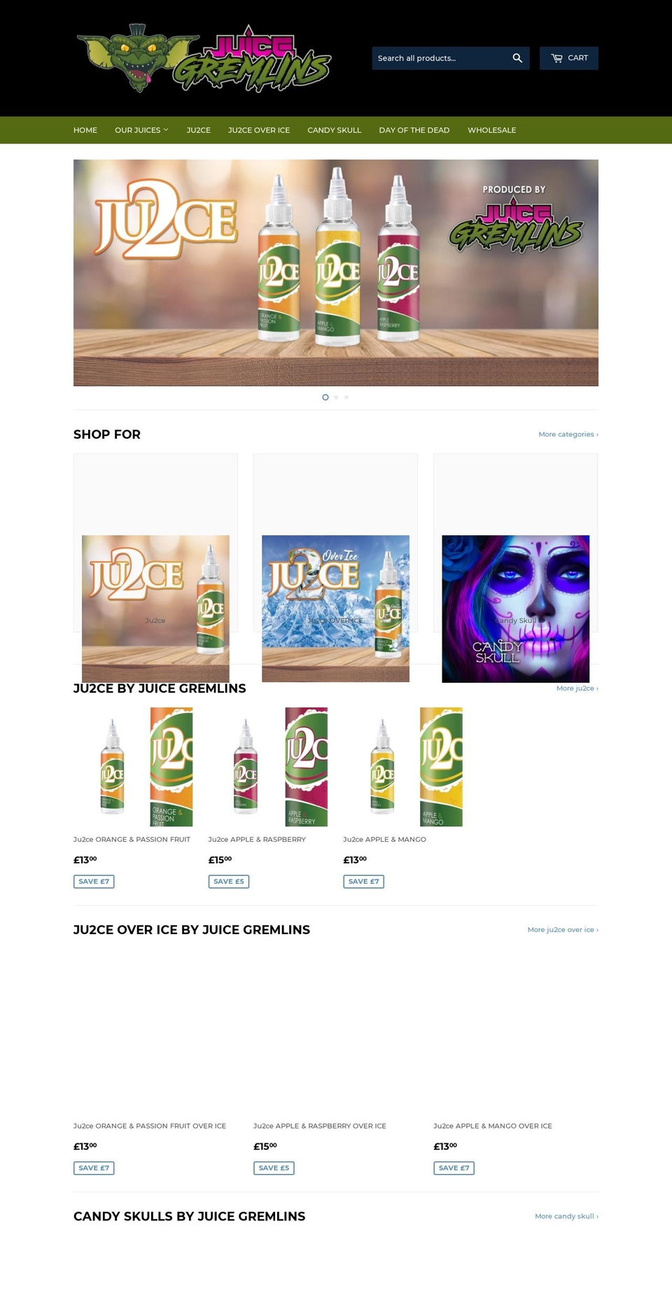 juicegremlins.com — Shopify storefront screenshot