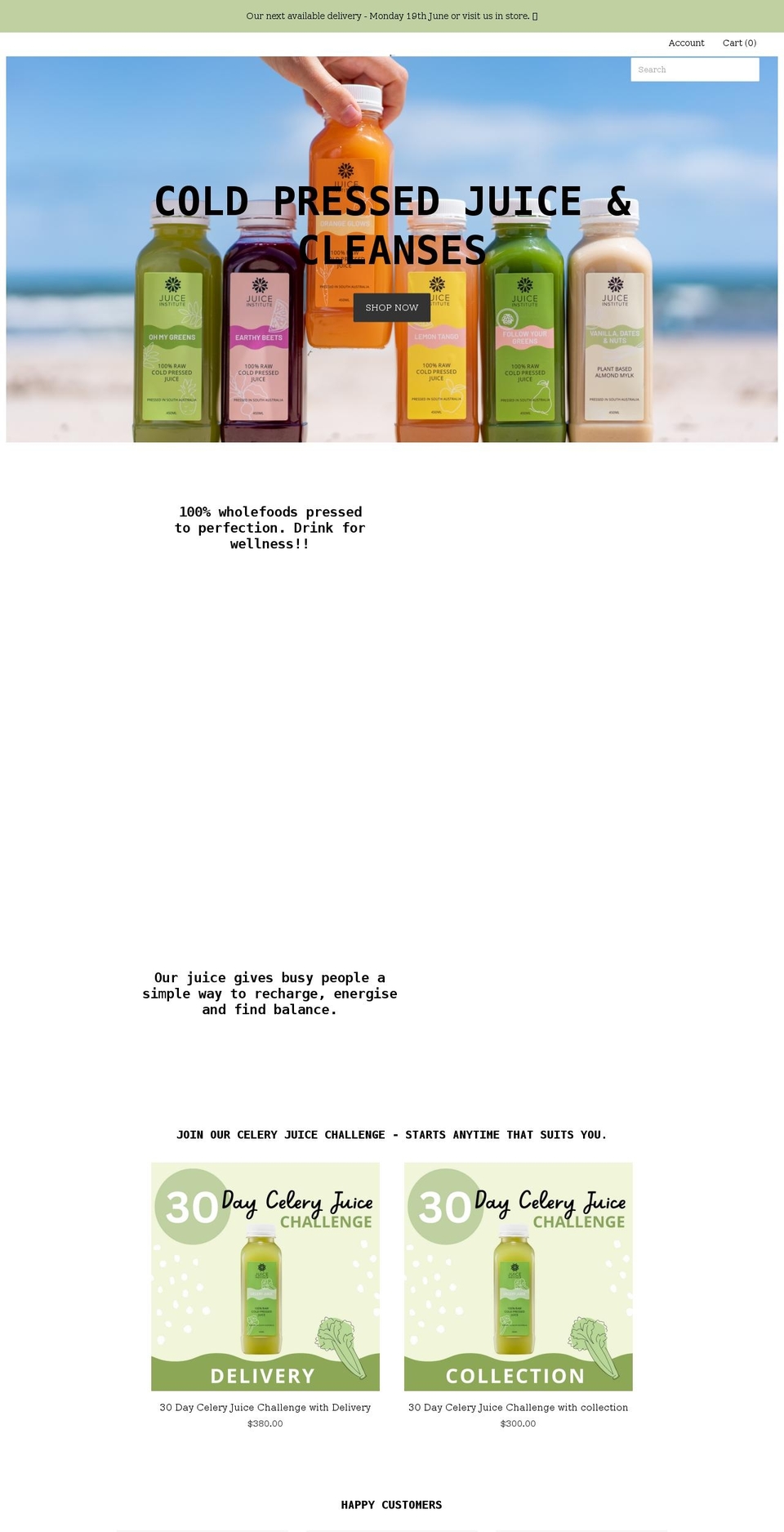 juiceinstitute.com.au shopify website screenshot