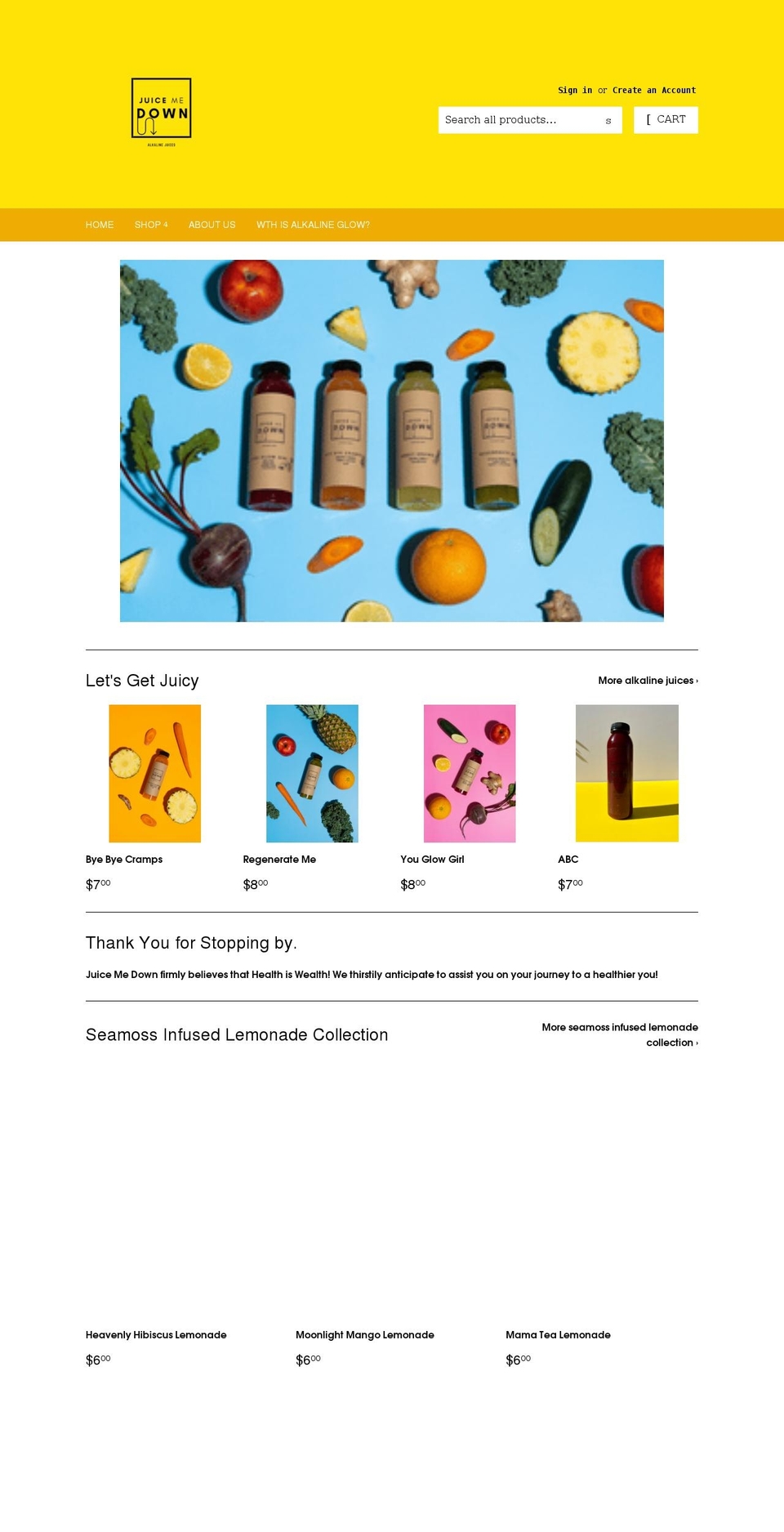 juicemedown.com shopify website screenshot