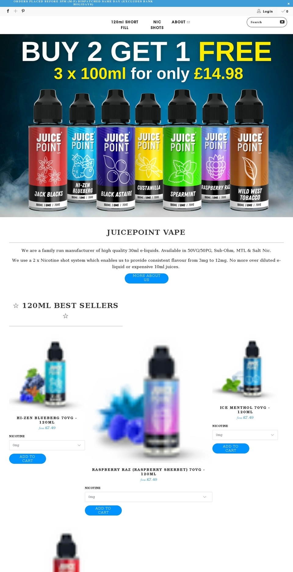 juicepointvape.co.uk shopify website screenshot