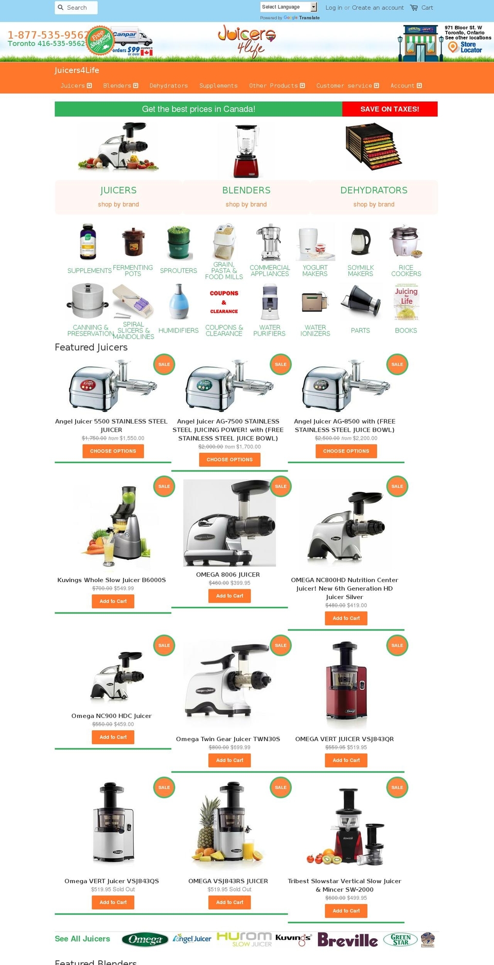 juicers4life.com shopify website screenshot