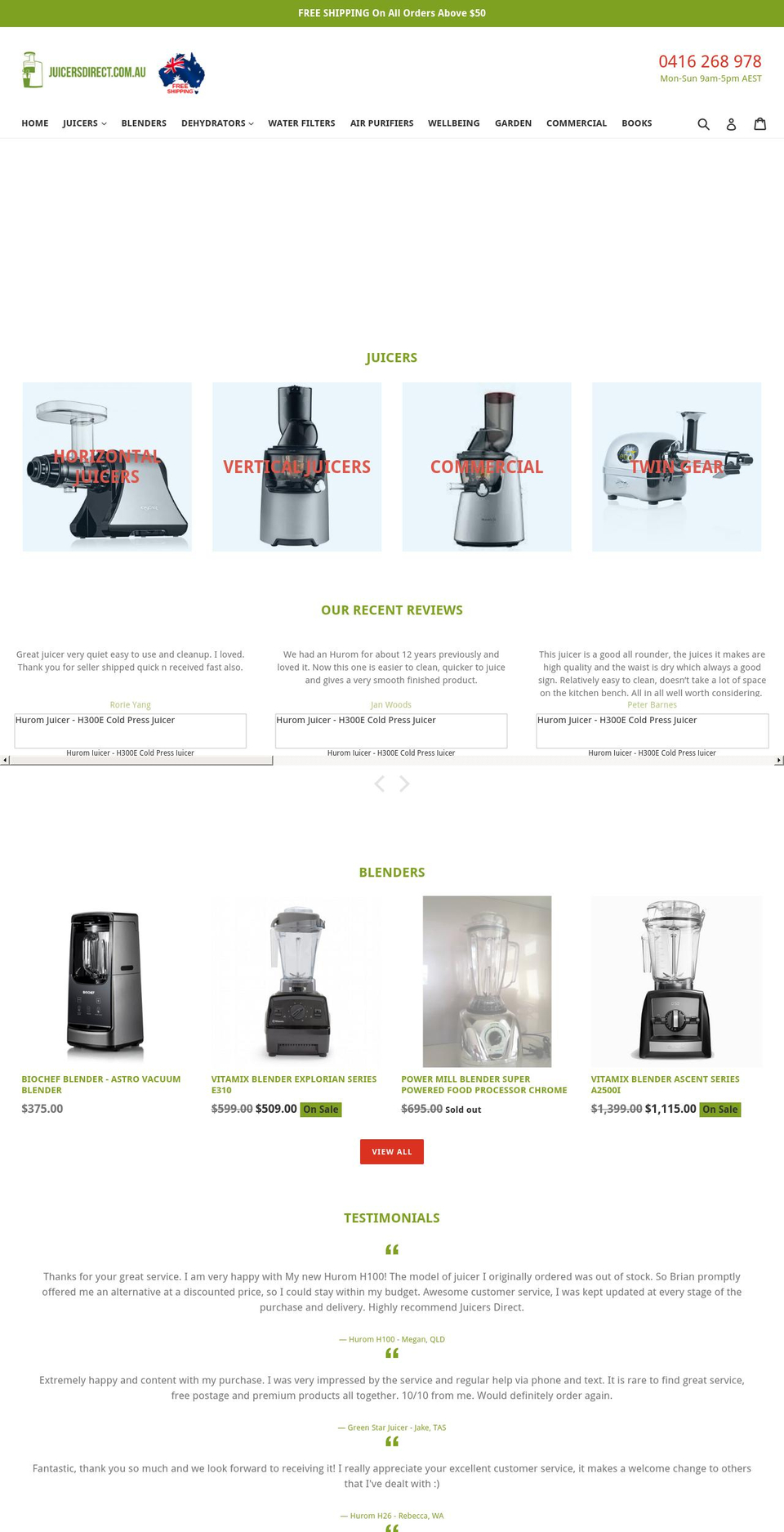 work Shopify theme site example juicersdirect.com.au