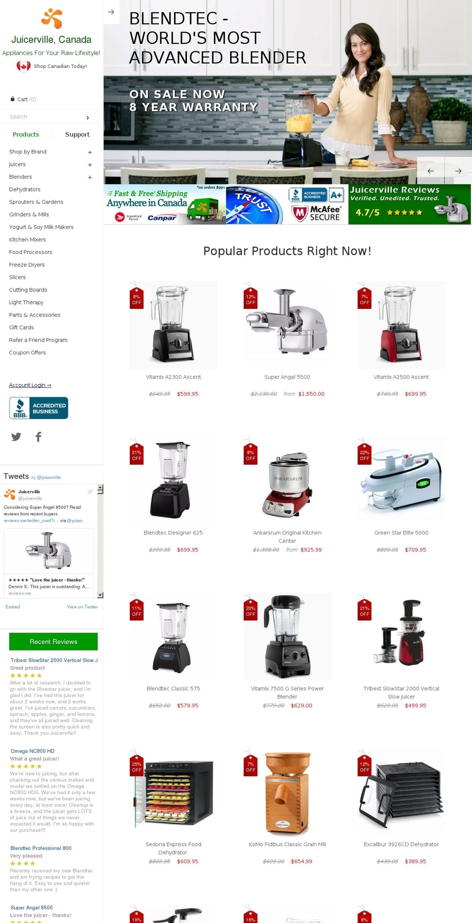 juicerville.com shopify website screenshot