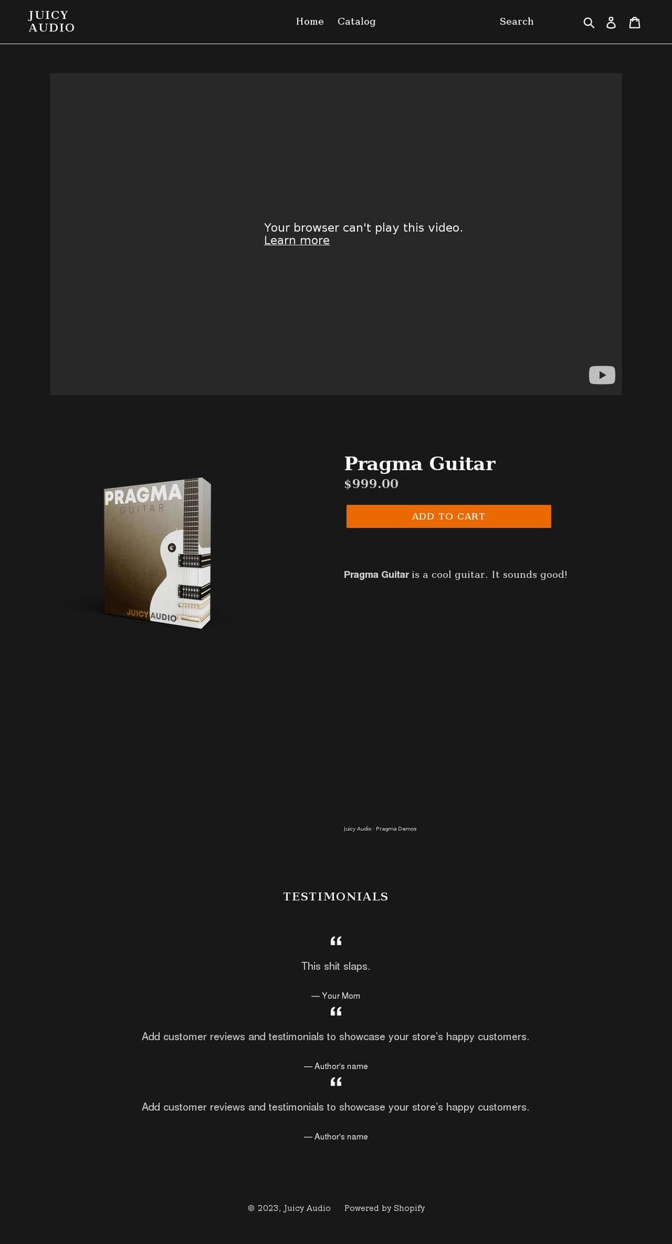 juicyaudio.com shopify website screenshot