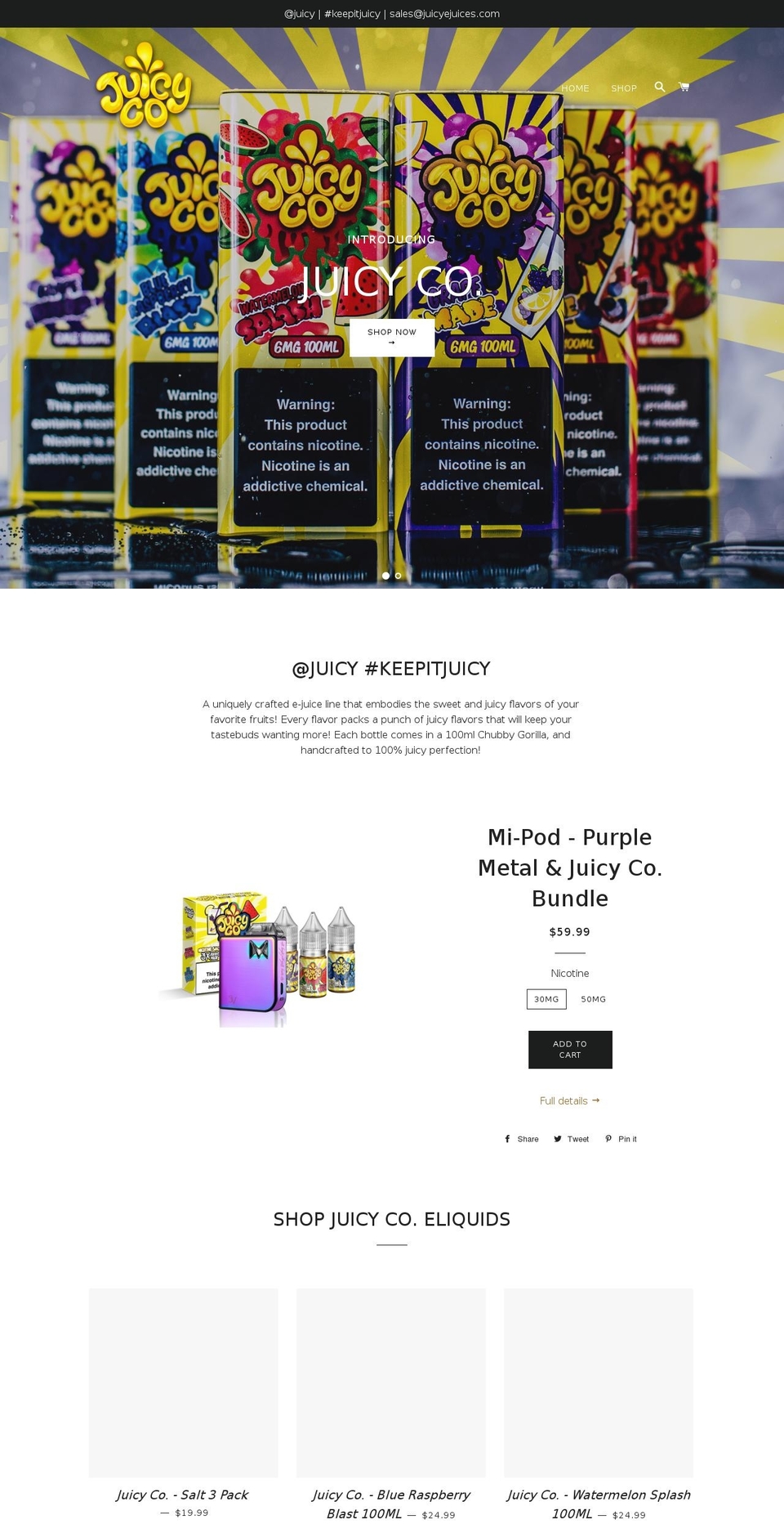 juicyejuices.com — Shopify storefront screenshot