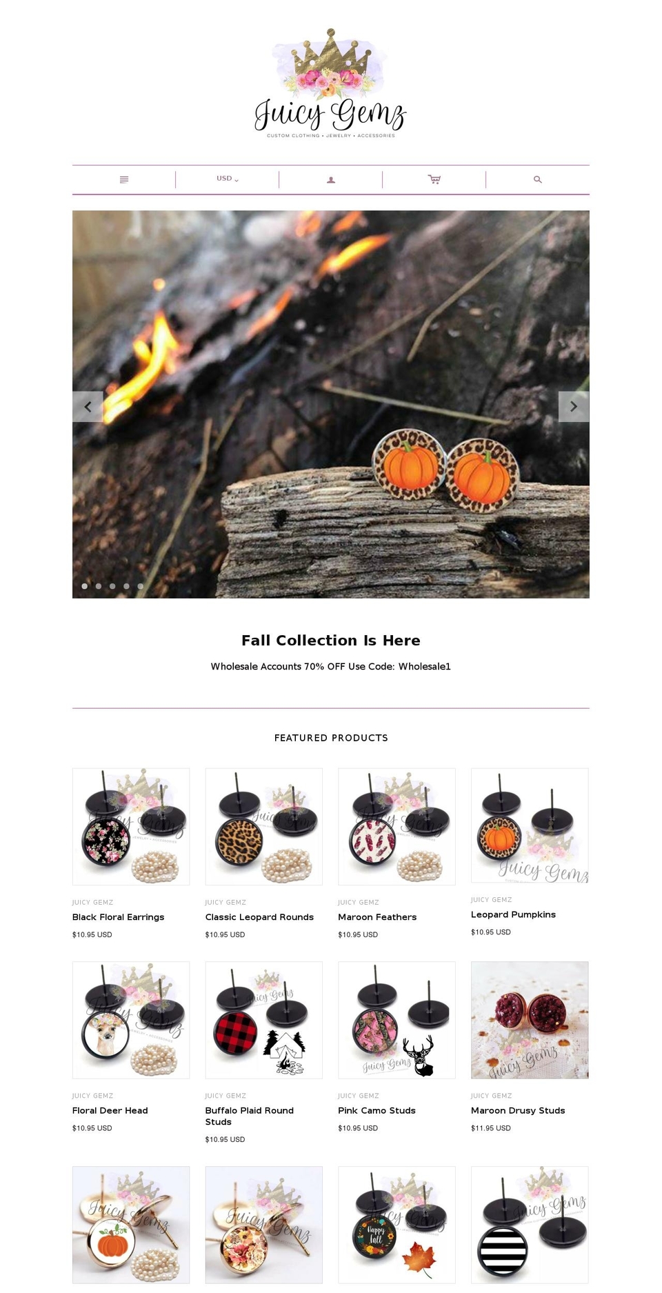 juicygemz.com — Shopify storefront screenshot
