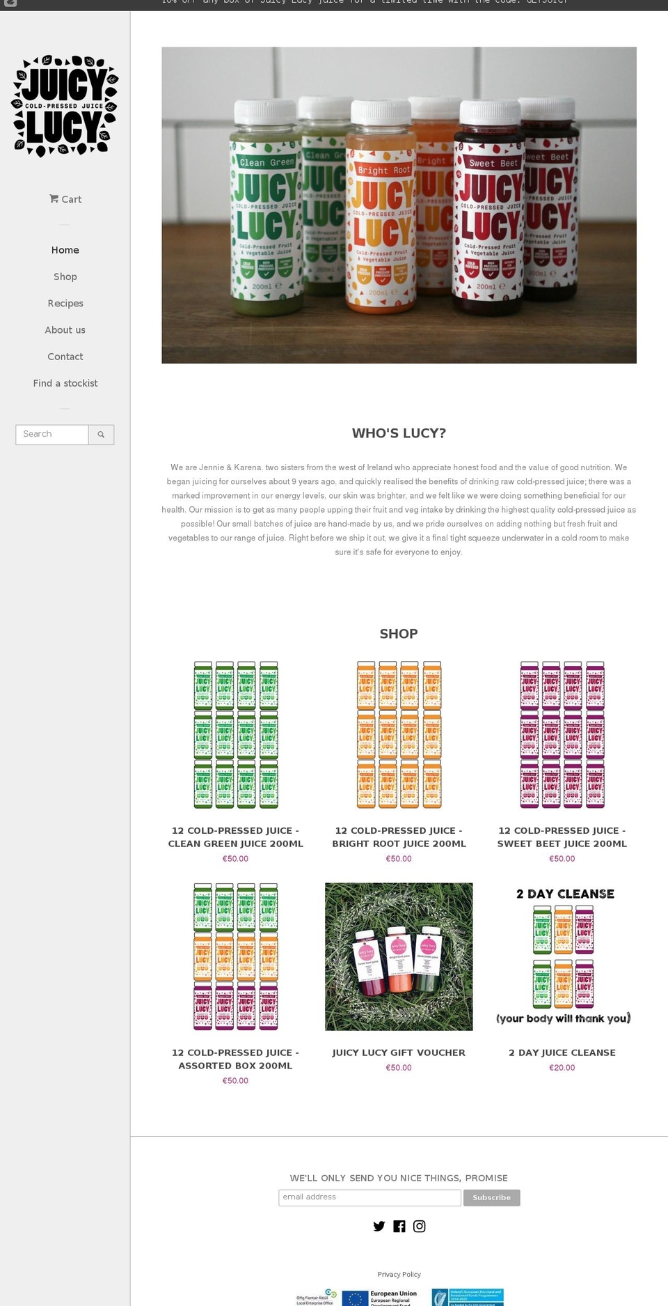 juicylucy.ie shopify website screenshot