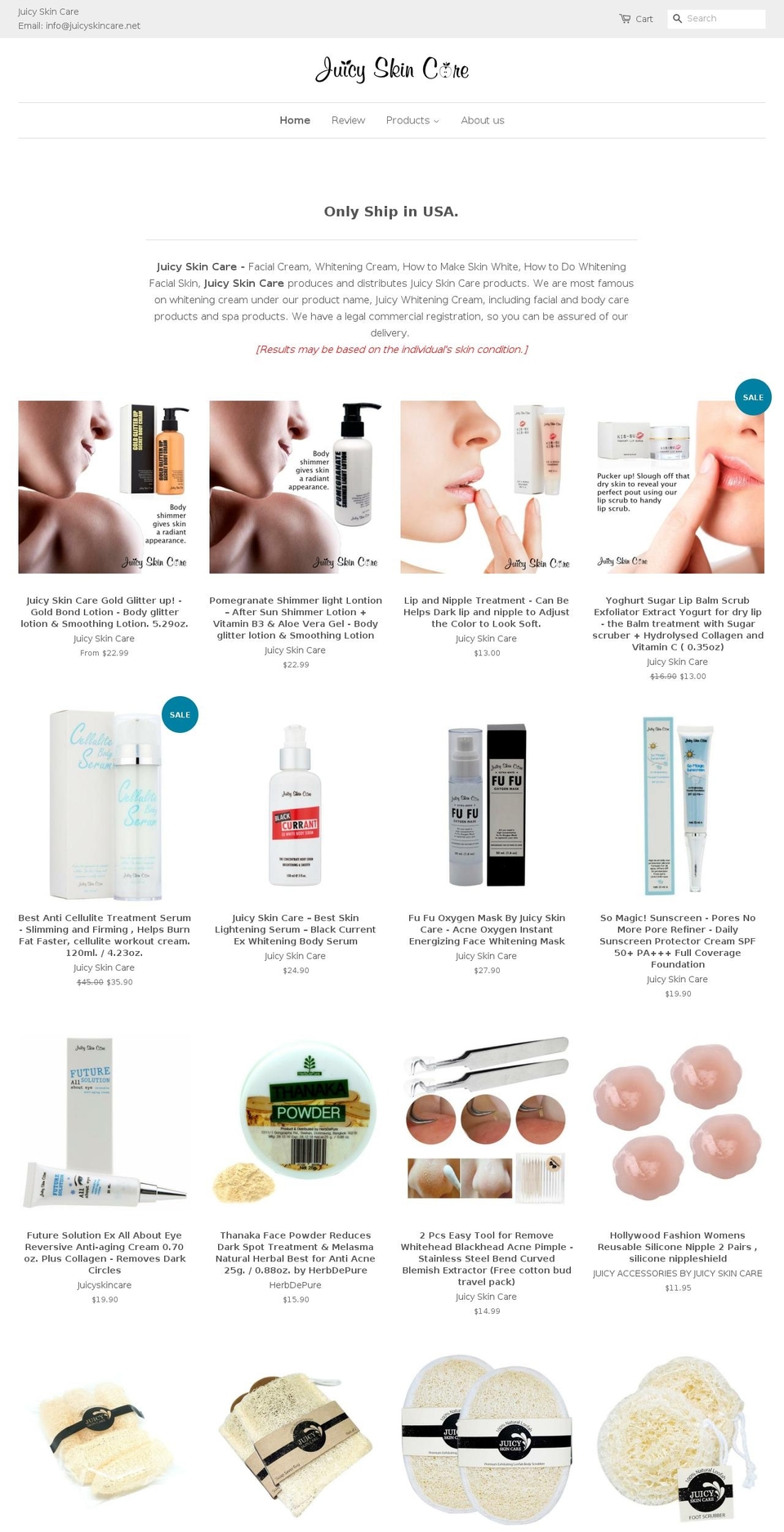 juicyskincare.net shopify website screenshot