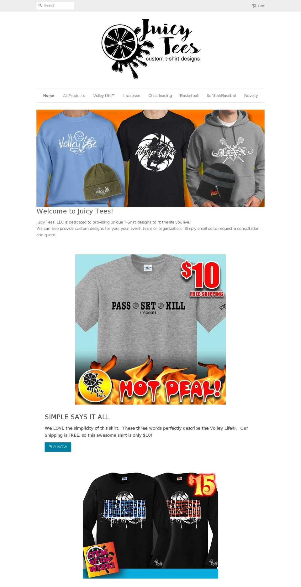 juicyteesonline.com — Shopify storefront screenshot