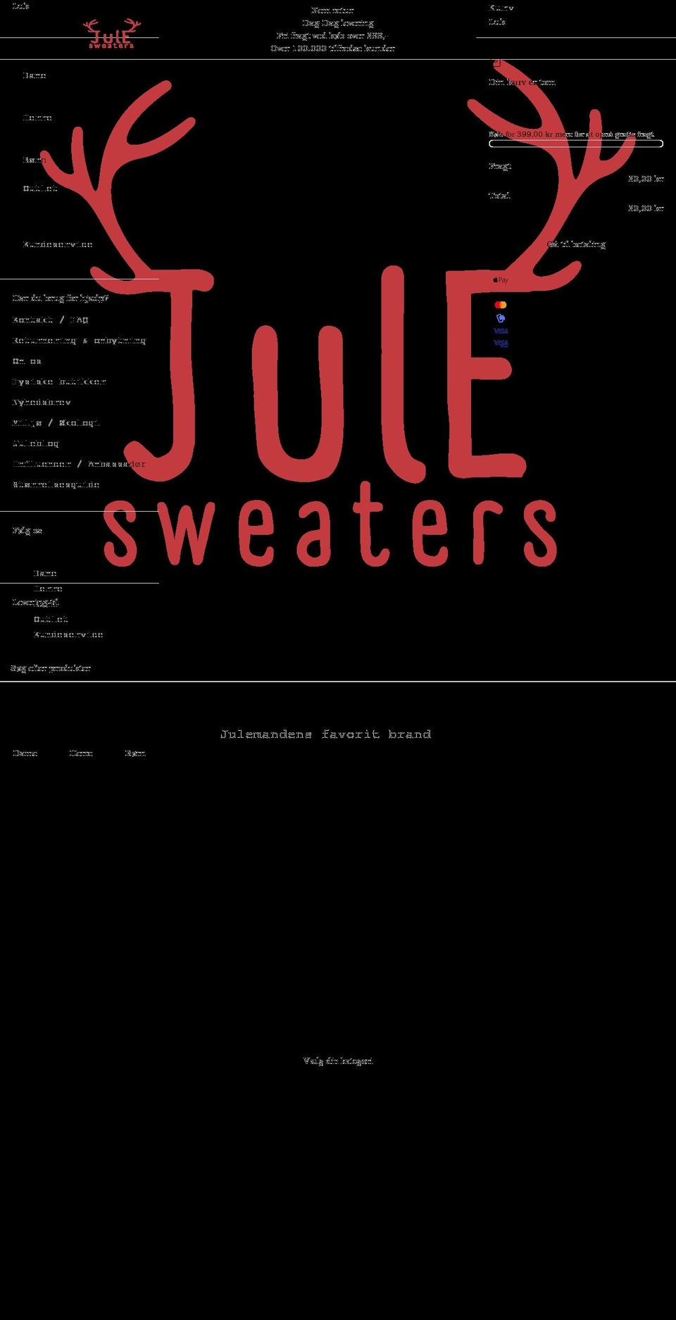 jule-sweaters.dk shopify website screenshot