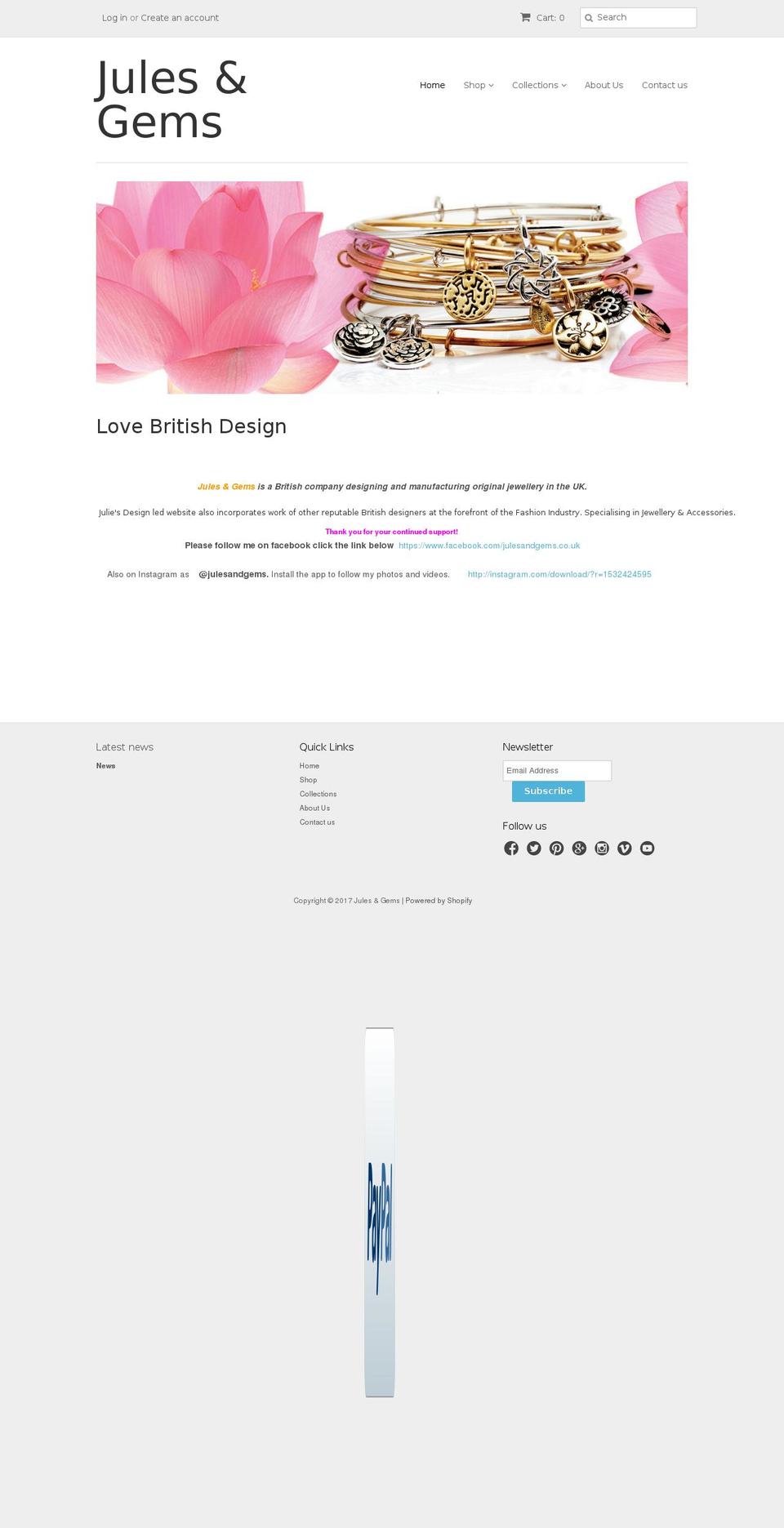 julesandgems.com shopify website screenshot