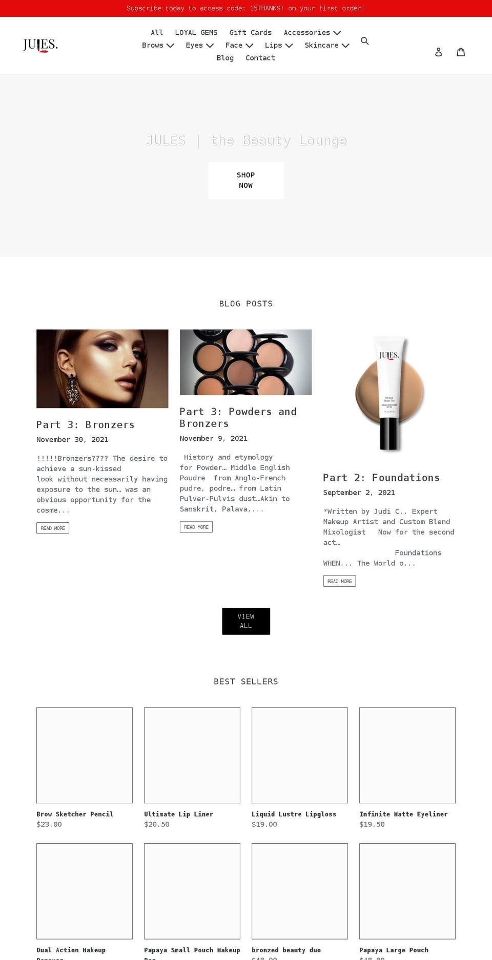 julesbeautylounge.com shopify website screenshot