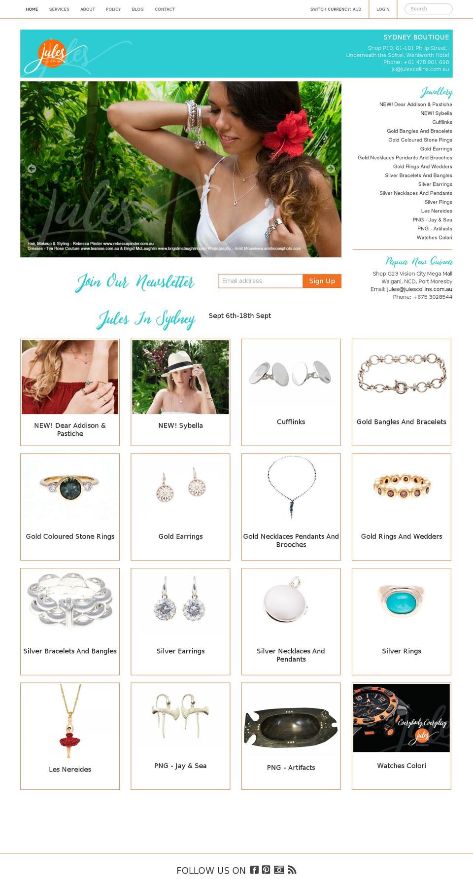 julescollins.net shopify website screenshot