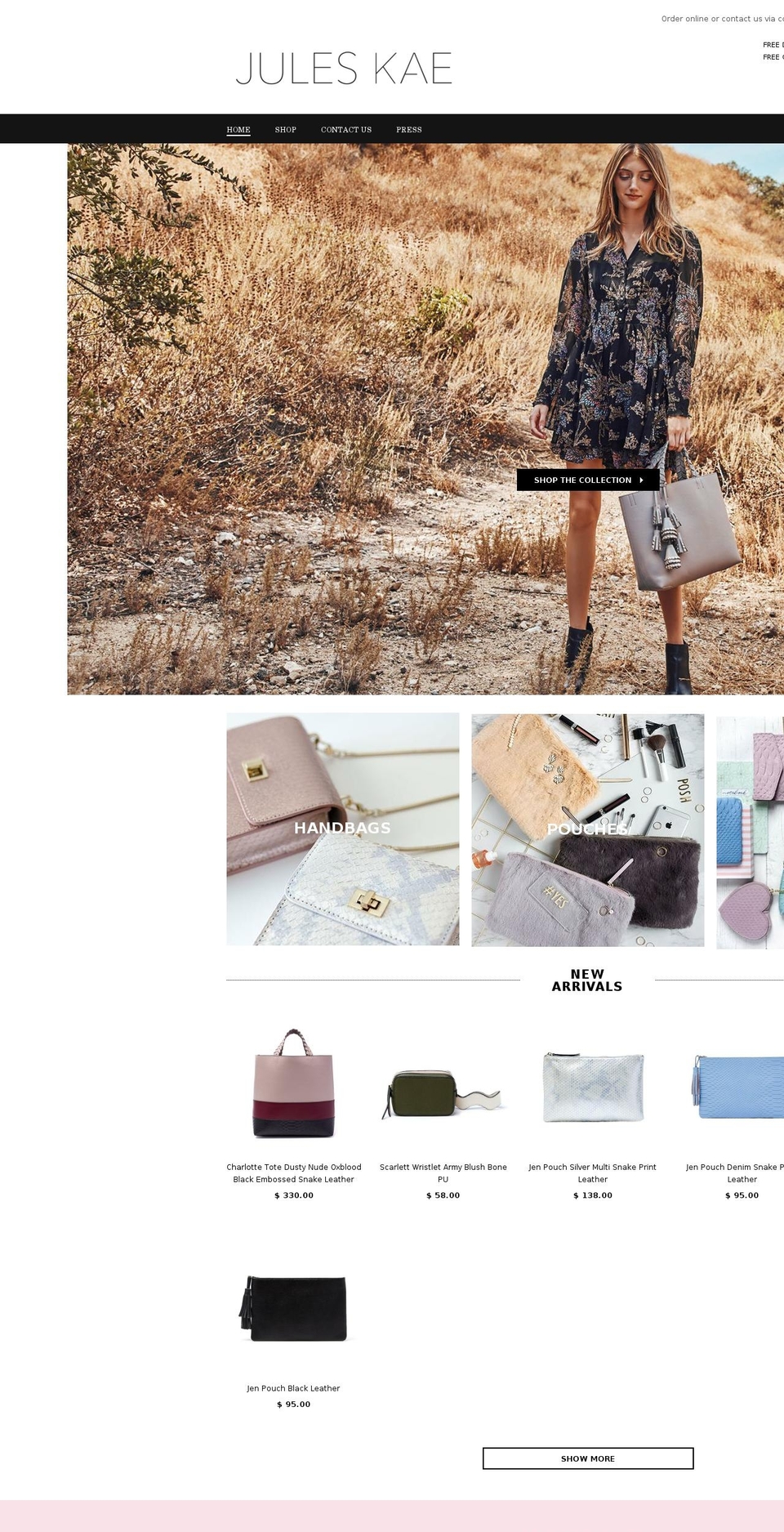 juleskhandbags.com shopify website screenshot