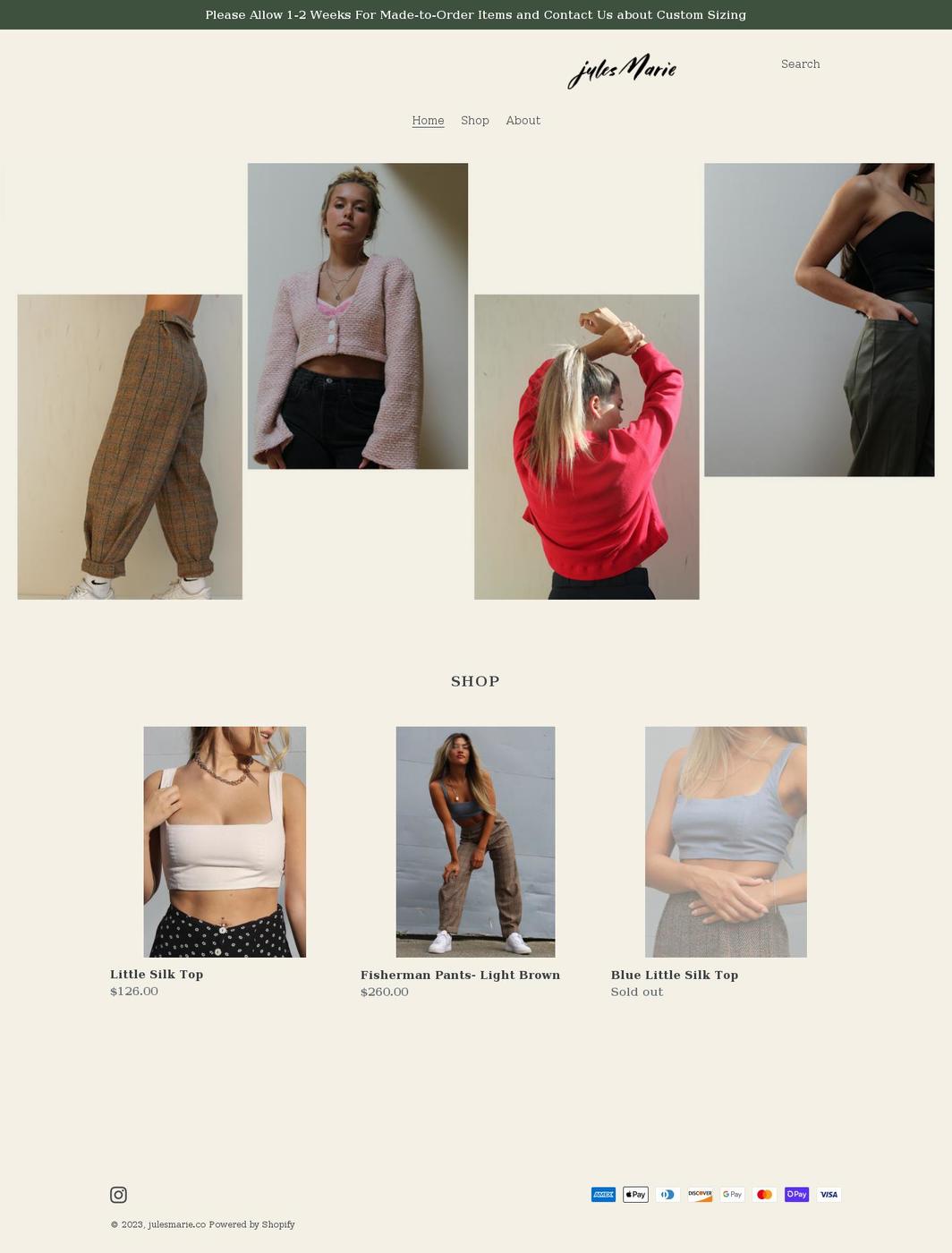 julesmarie.co shopify website screenshot