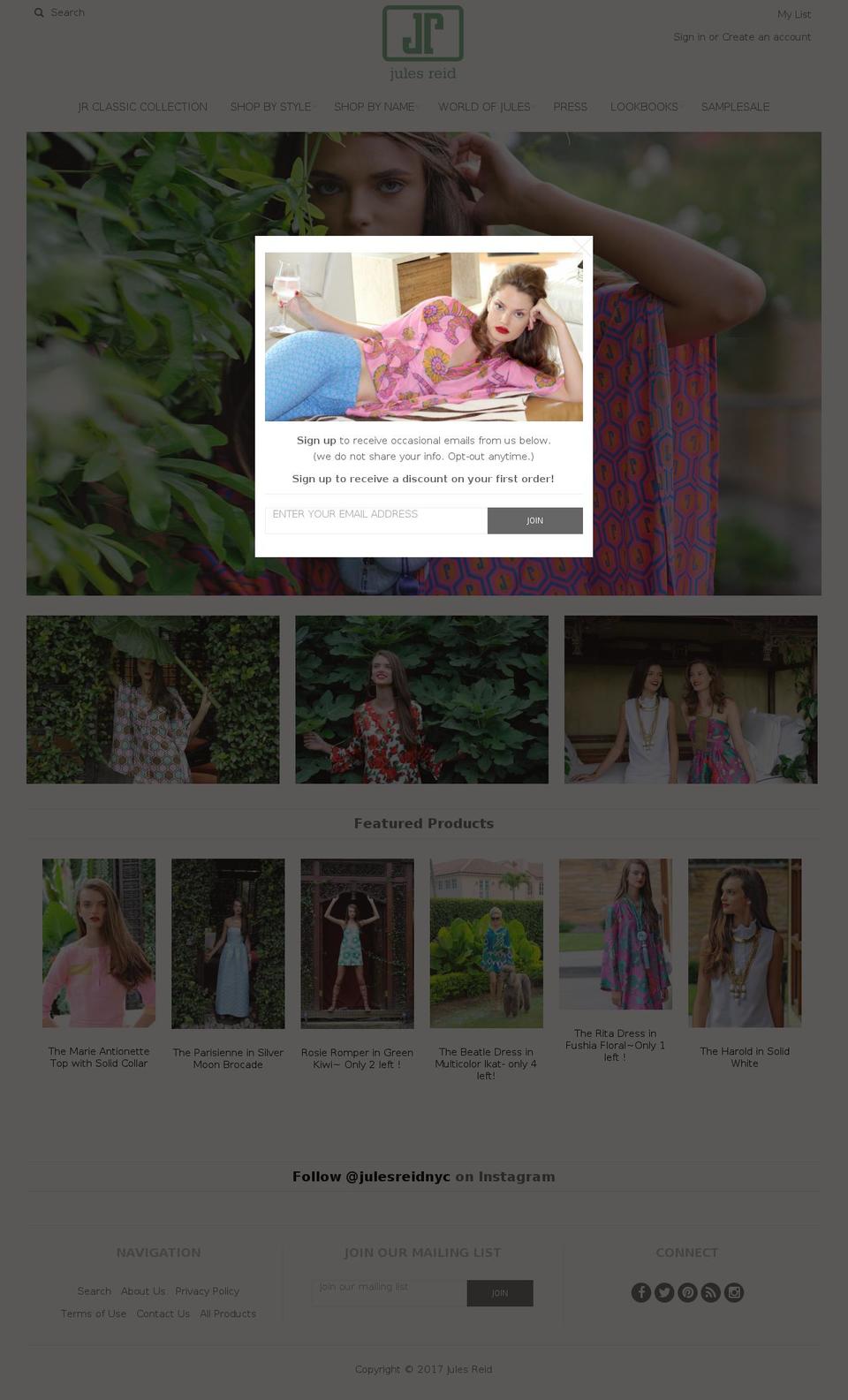 julesreid.com shopify website screenshot