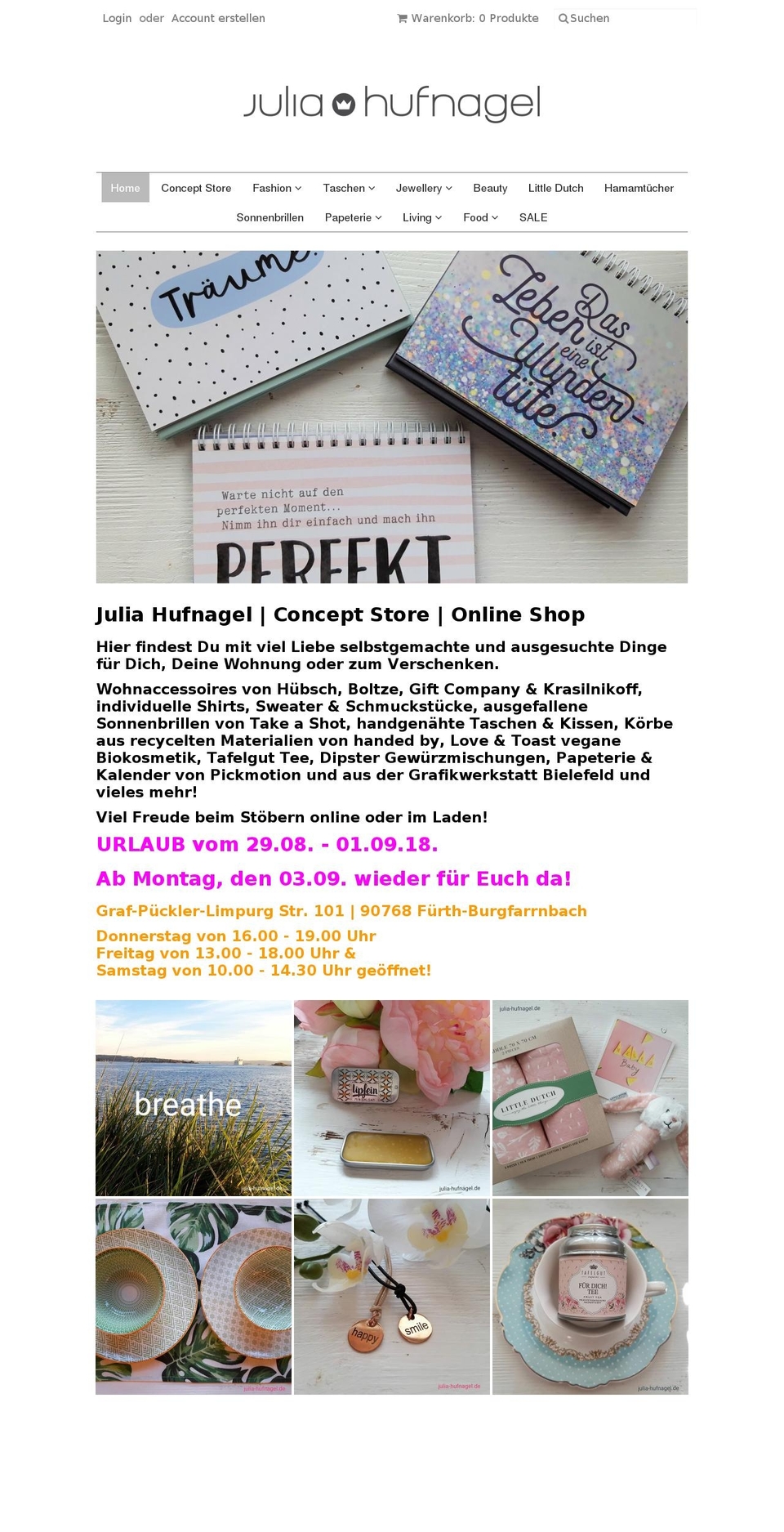 julia-hufnagel.de shopify website screenshot